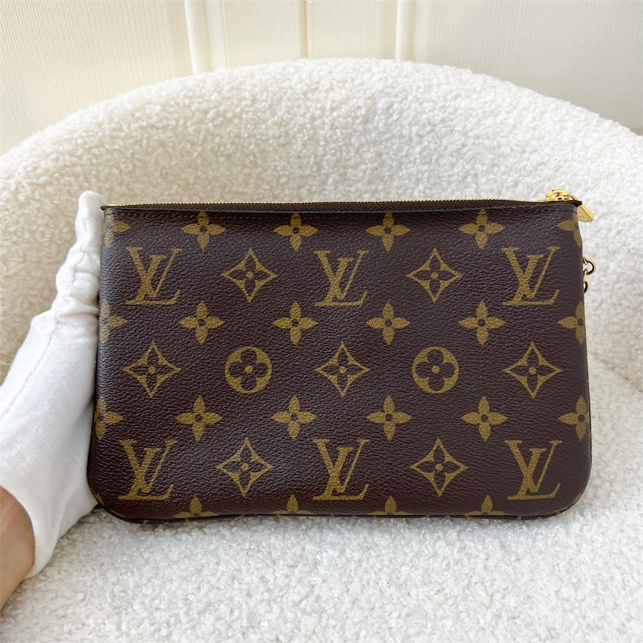 LV Christmas 2019 Hot Air Balloon Double Zip Pochette in Monogram Canvas GHW