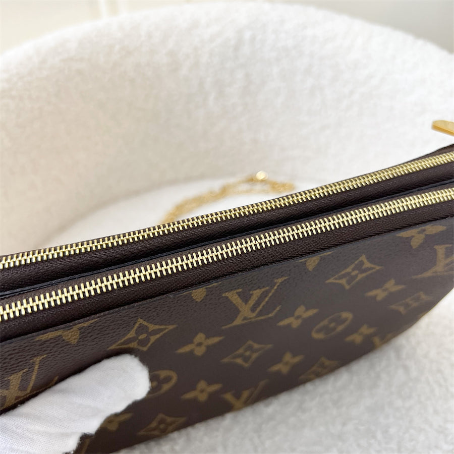 LV Christmas 2019 Hot Air Balloon Double Zip Pochette in Monogram Canvas GHW