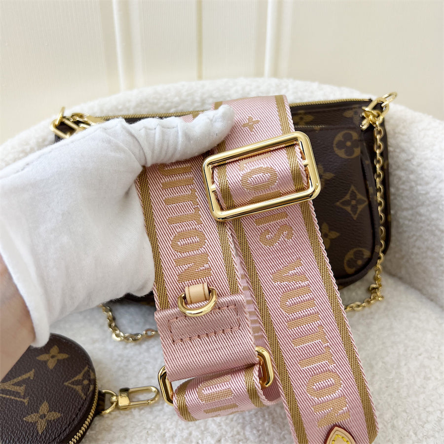 LV Multi Pochette Accessoiries in Monogram Canvas with Pink Strap GHW