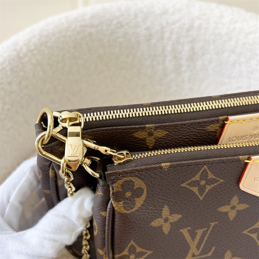 LV Multi Pochette Accessoiries in Monogram Canvas with Pink Strap GHW
