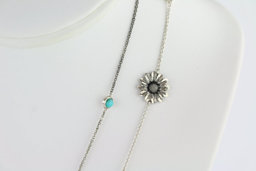 Sterling Silver Marmont Double G & Daisy Long Necklace