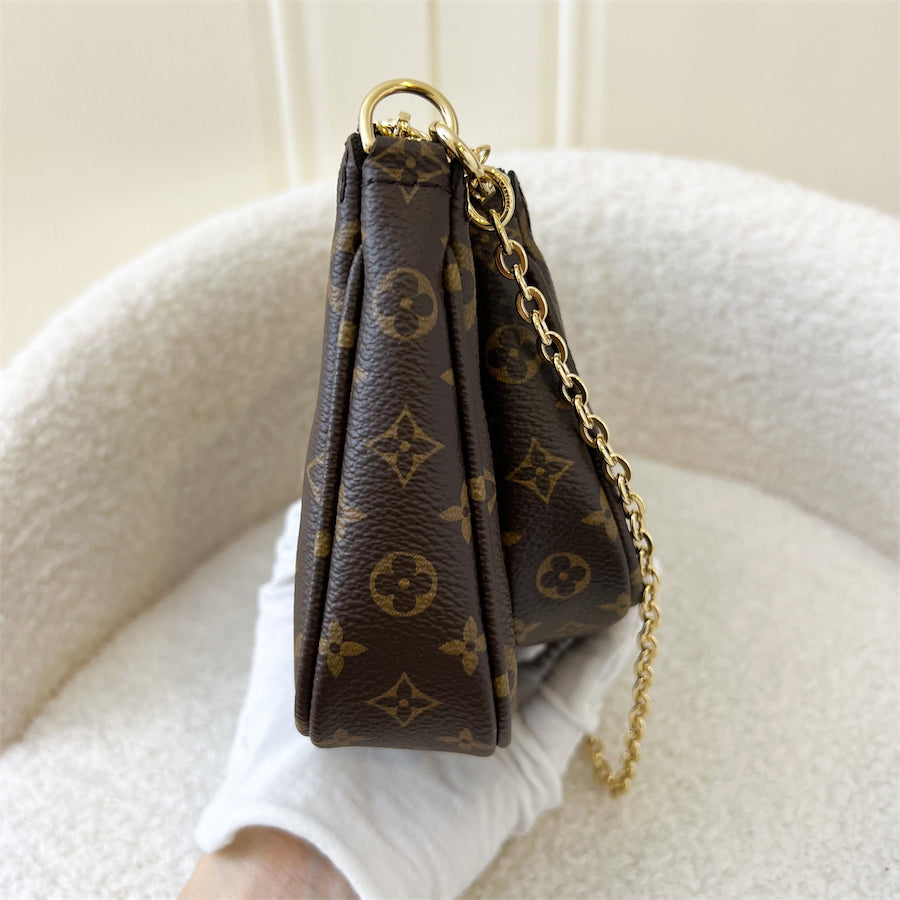 LV Multi Pochette Accessoiries in Monogram Canvas with Pink Strap GHW
