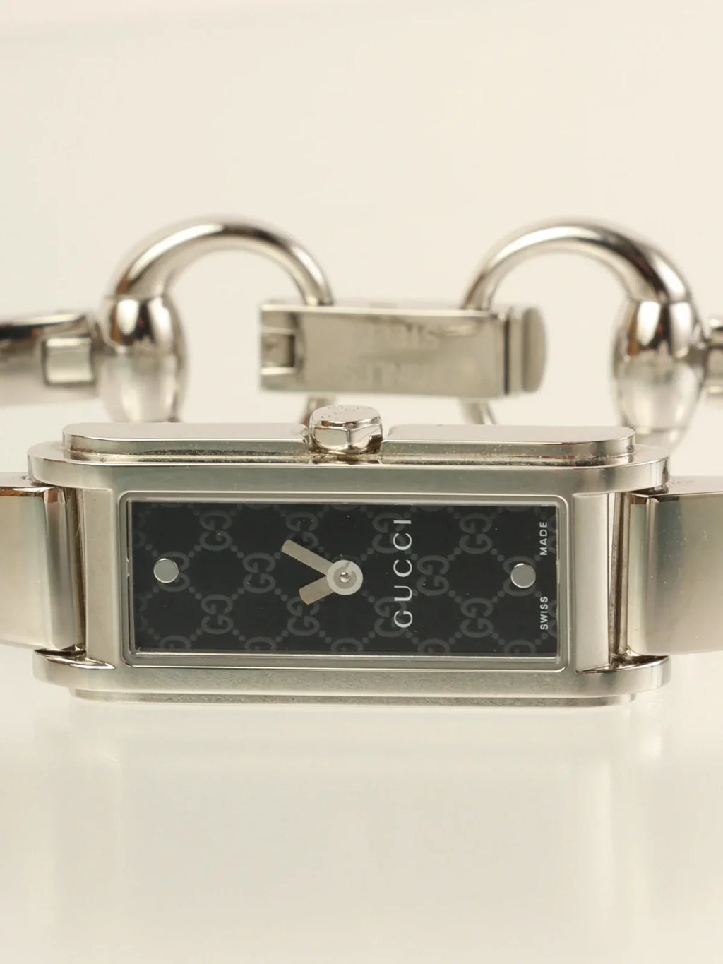 GUCCI Rectangular Gg Face Bangle Watch Silver/Black