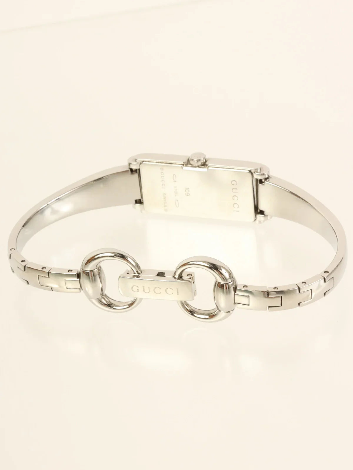 GUCCI Rectangular Gg Face Bangle Watch Silver/Black