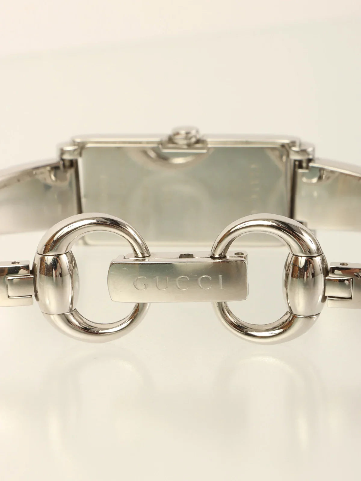GUCCI Rectangular Gg Face Bangle Watch Silver/Black