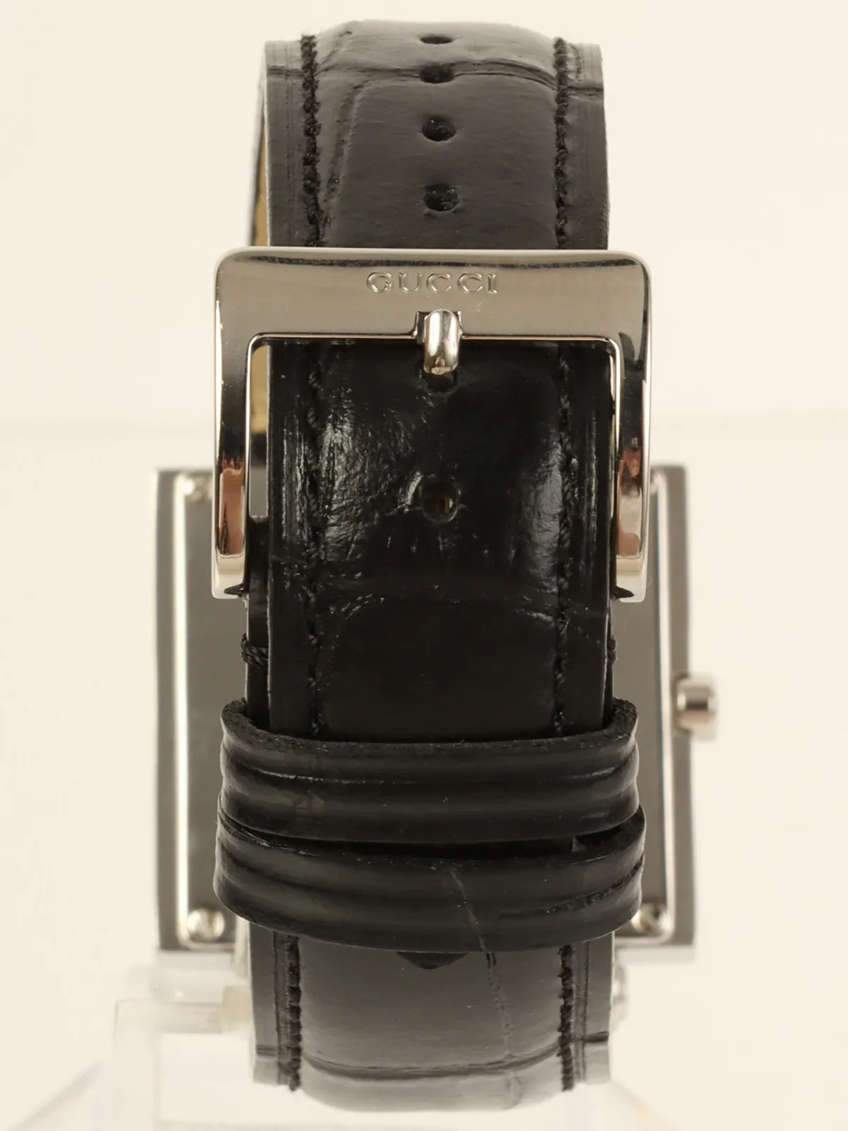 GUCCI Square Face Logo Watch Silver/Black