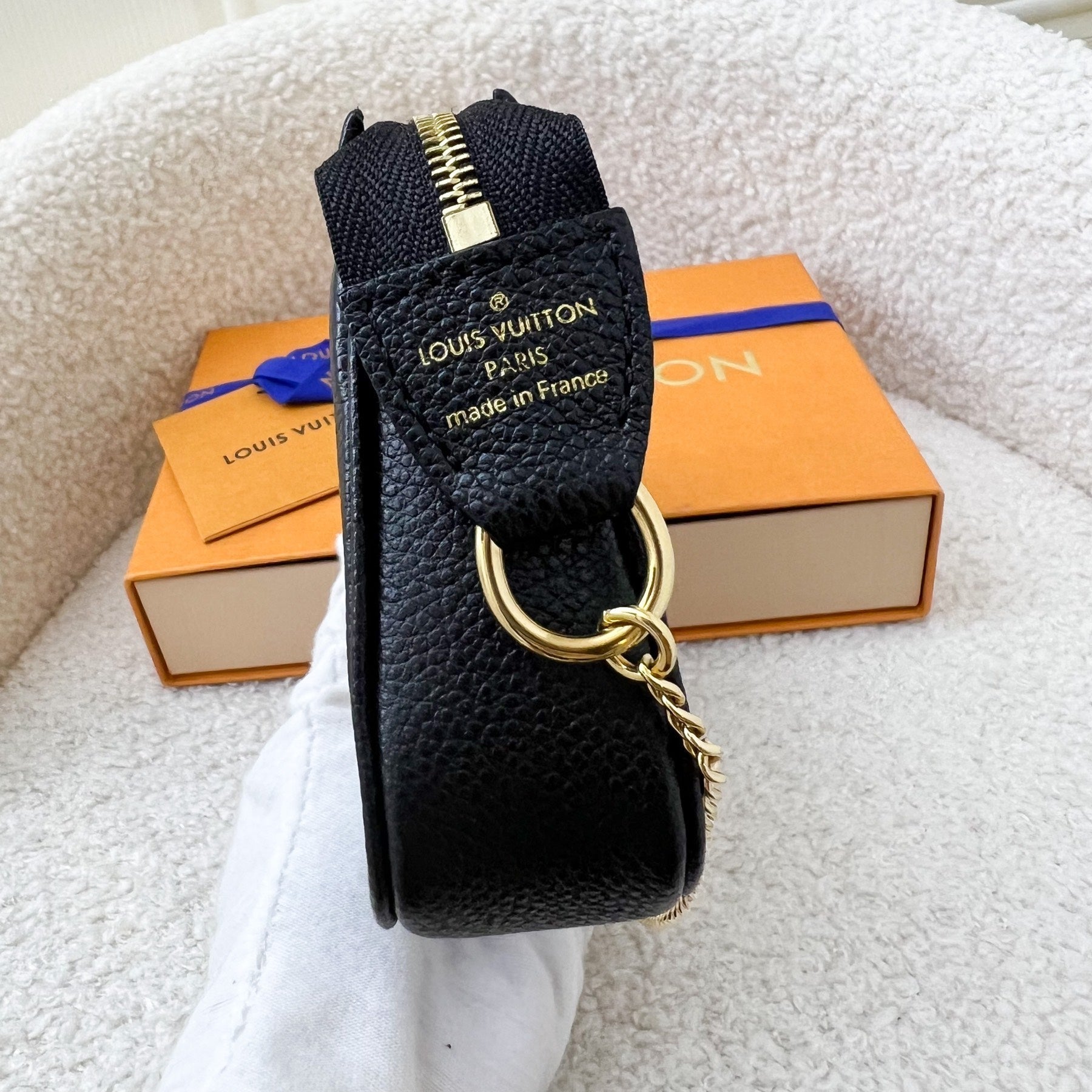 LV Mini Pochette Accessoires in Bicolor Black / Creme Empreinte Leather GHW
