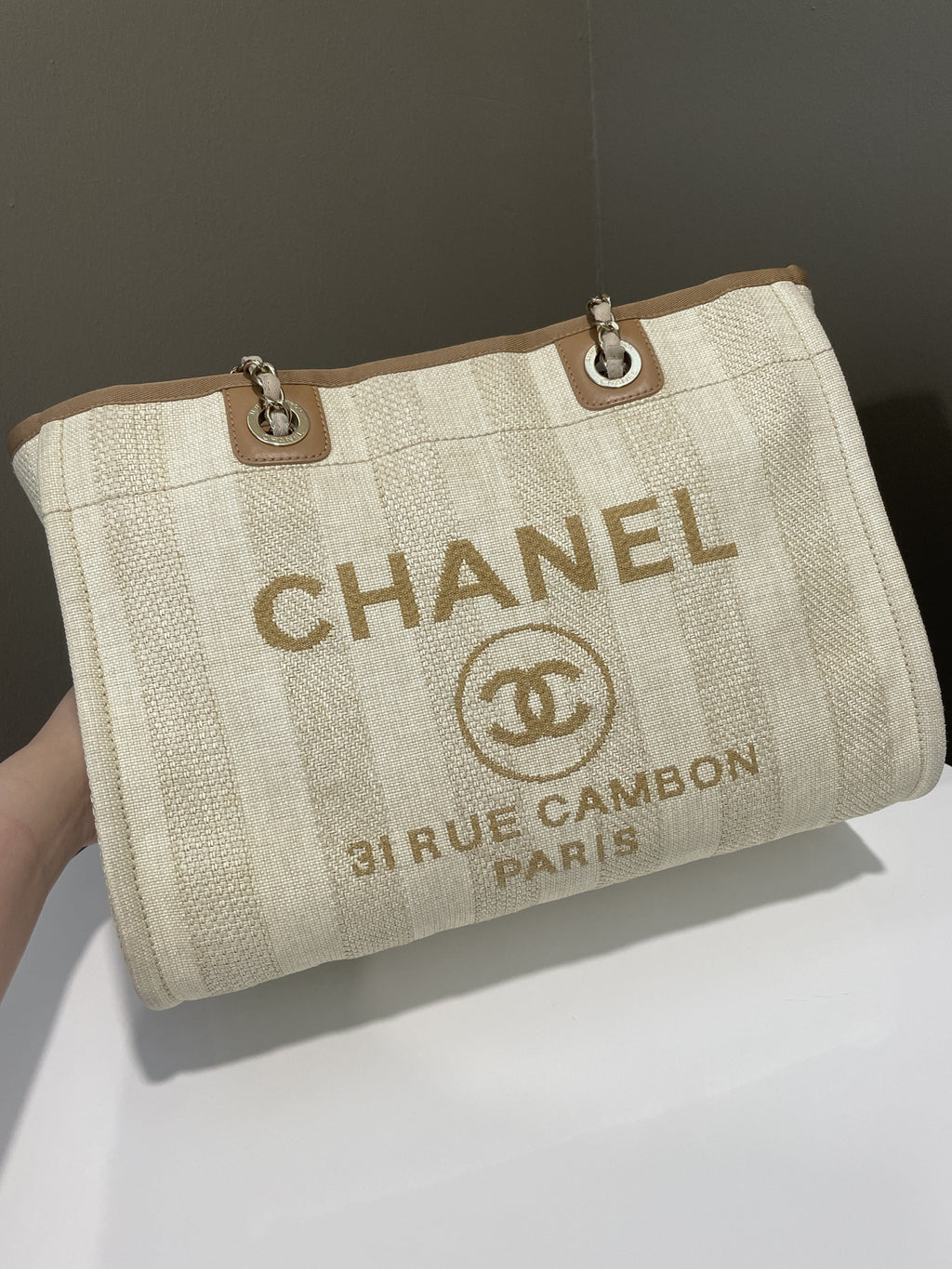 Chanel Deauville Shopper Tote Beige