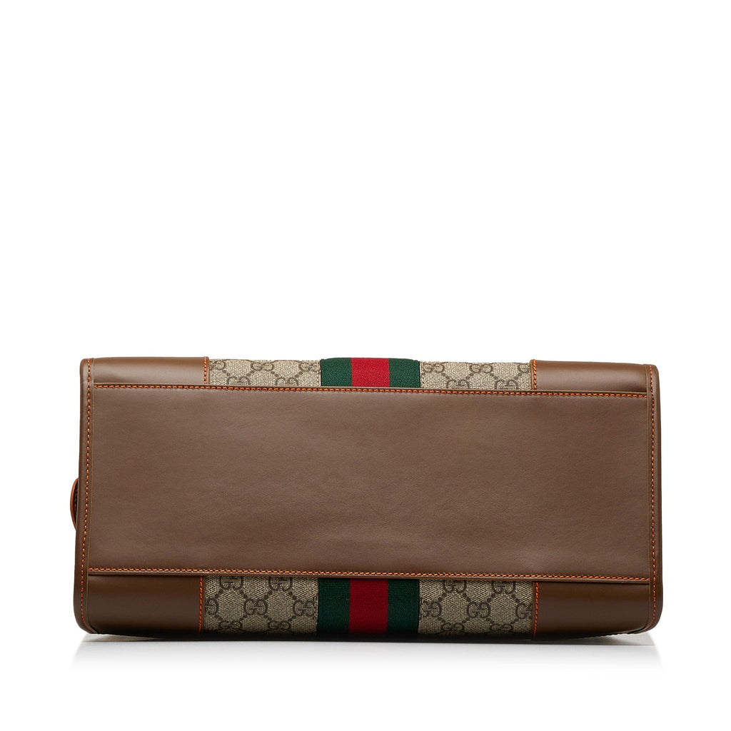 Brown Gucci GG Supreme Web Duffle Tote Satchel