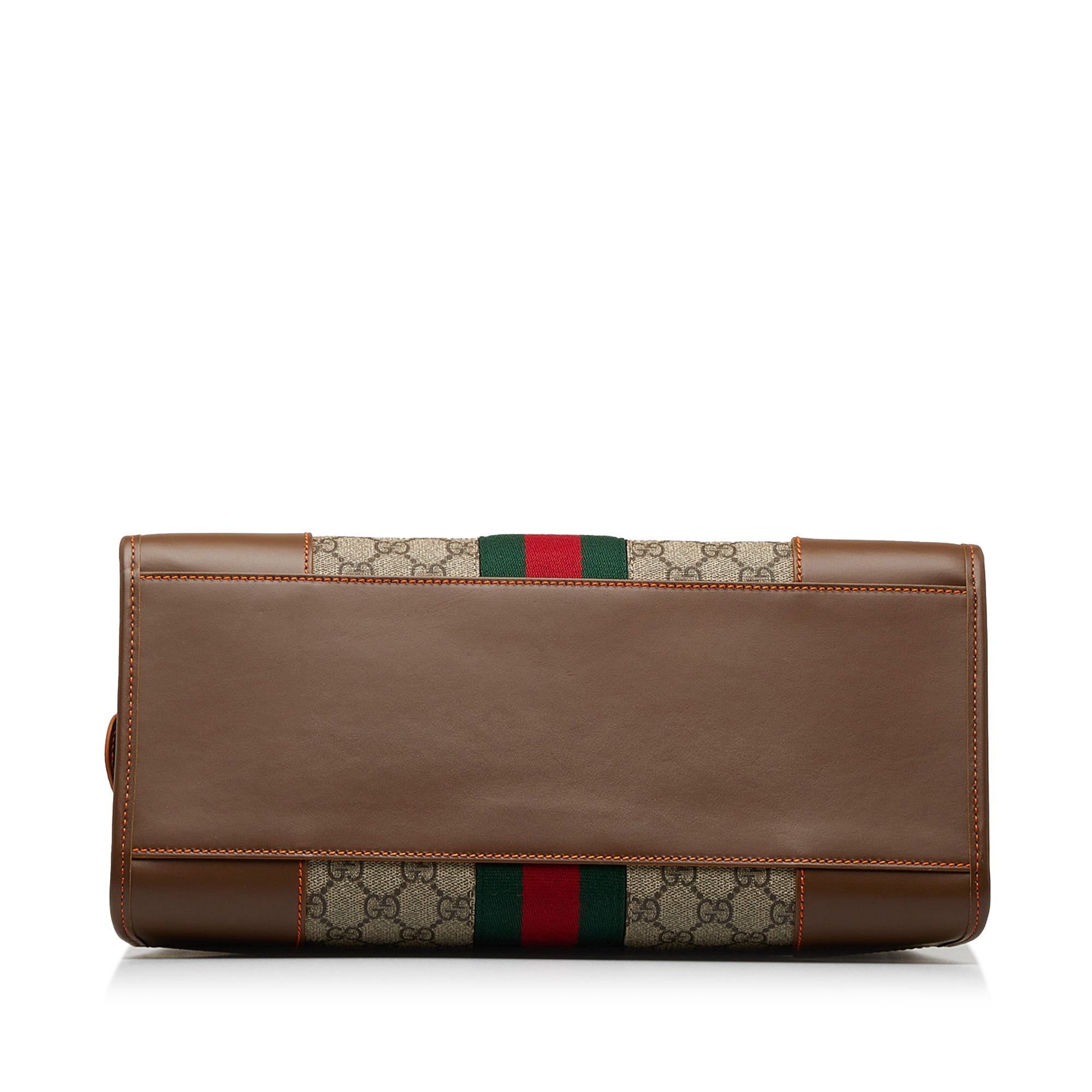 Brown Gucci GG Supreme Web Duffle Tote Satchel
