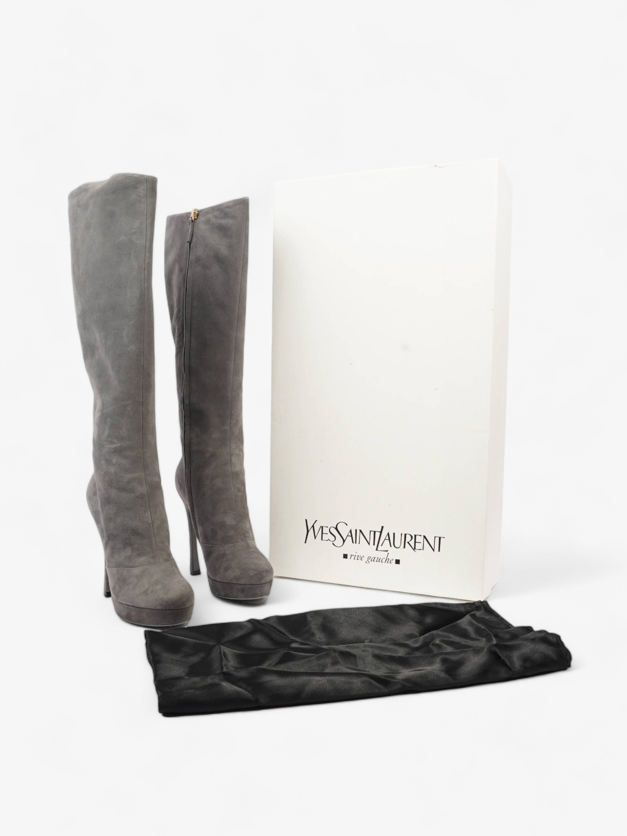 Saint Laurent Gisele Boots 105 Grey Suede EU 38.5 UK 5.5