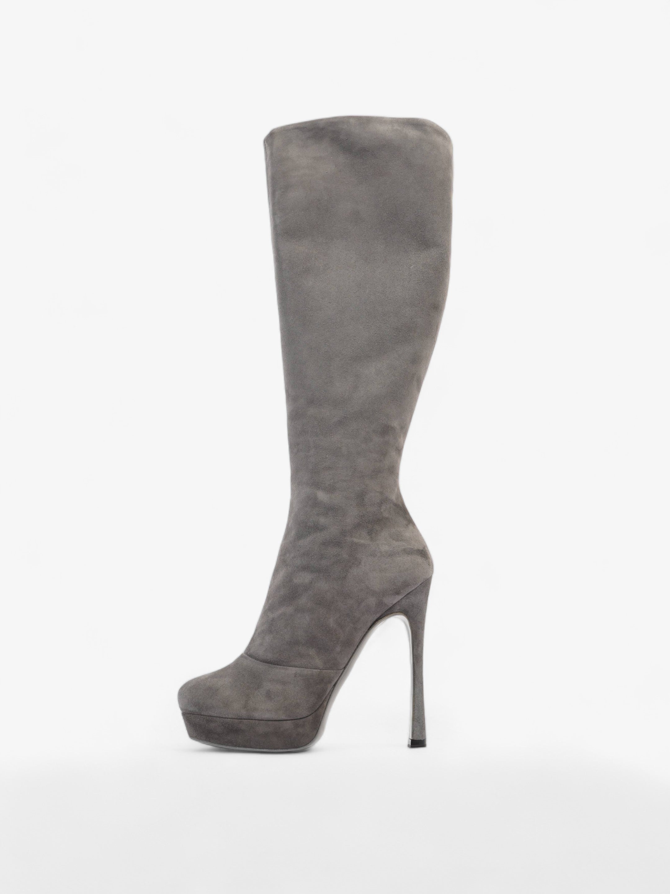 Saint Laurent Gisele Boots 105 Grey Suede EU 38.5 UK 5.5