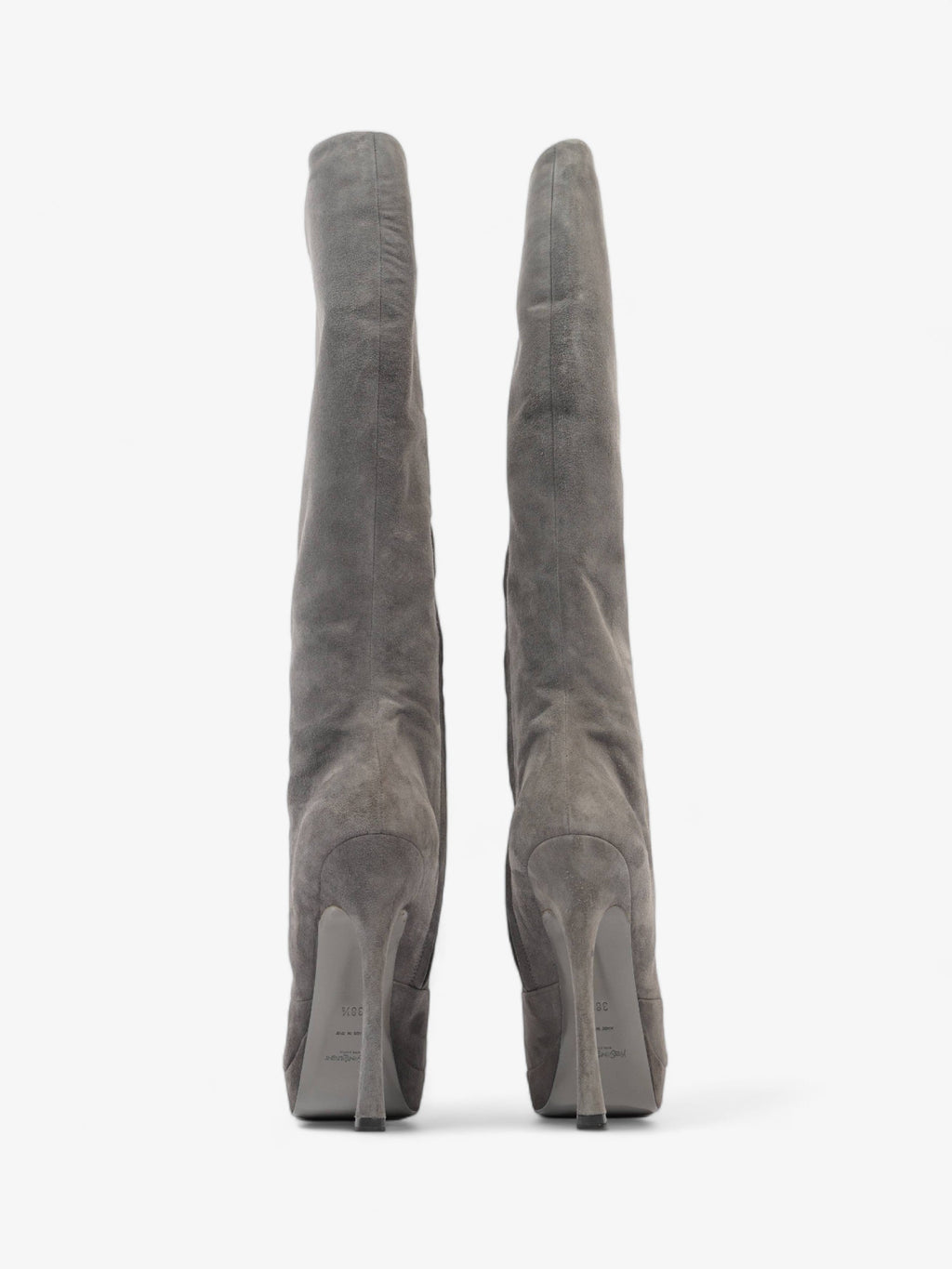 Saint Laurent Gisele Boots 105 Grey Suede EU 38.5 UK 5.5