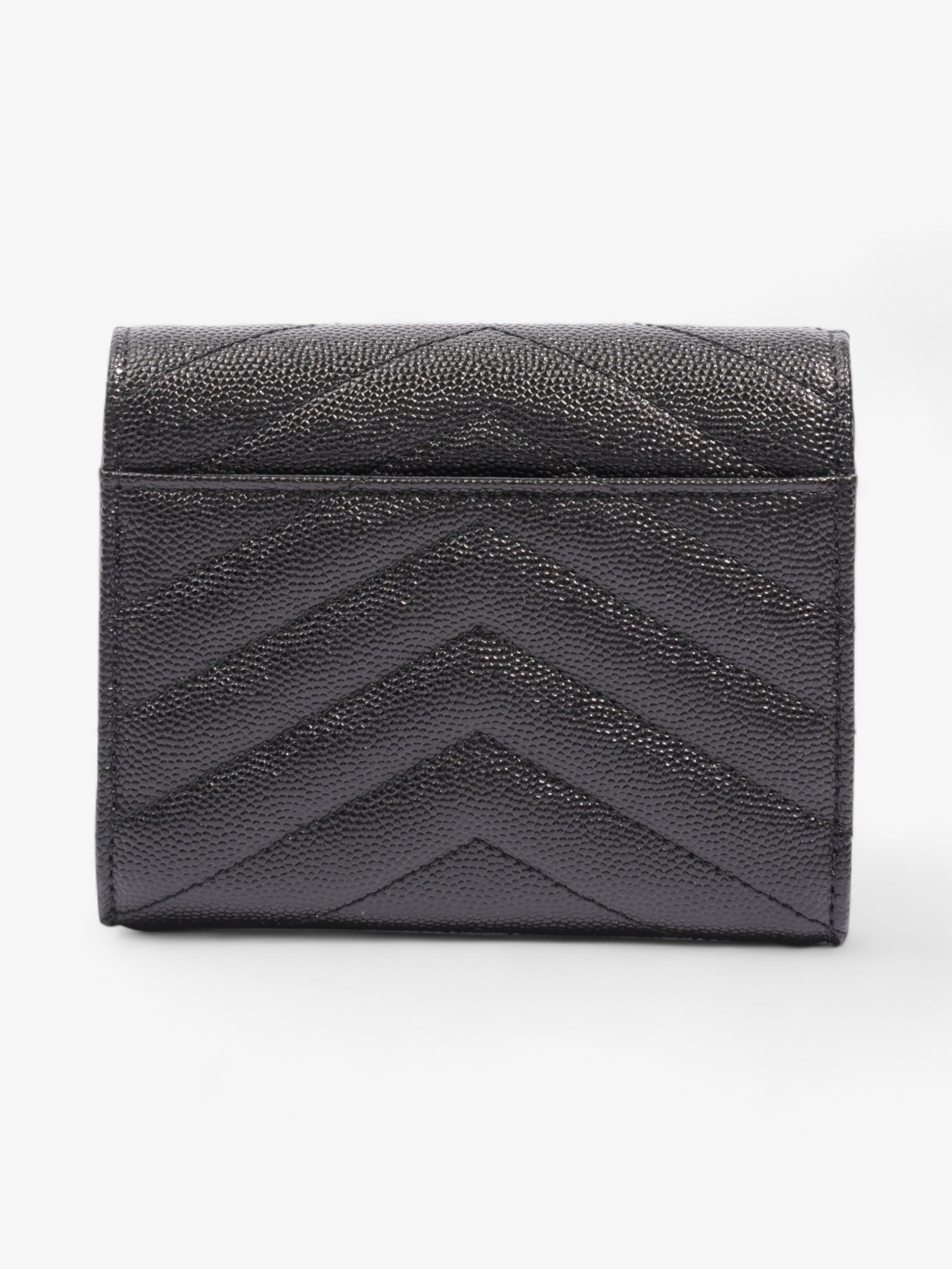 Saint Laurent Cassandra Compact Tri-Fold Wallet Black Calfskin Leather