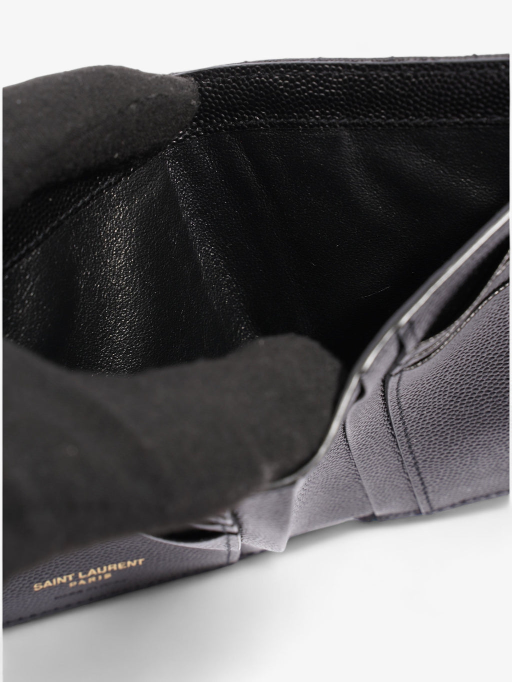 Saint Laurent Cassandra Compact Tri-Fold Wallet Black Calfskin Leather