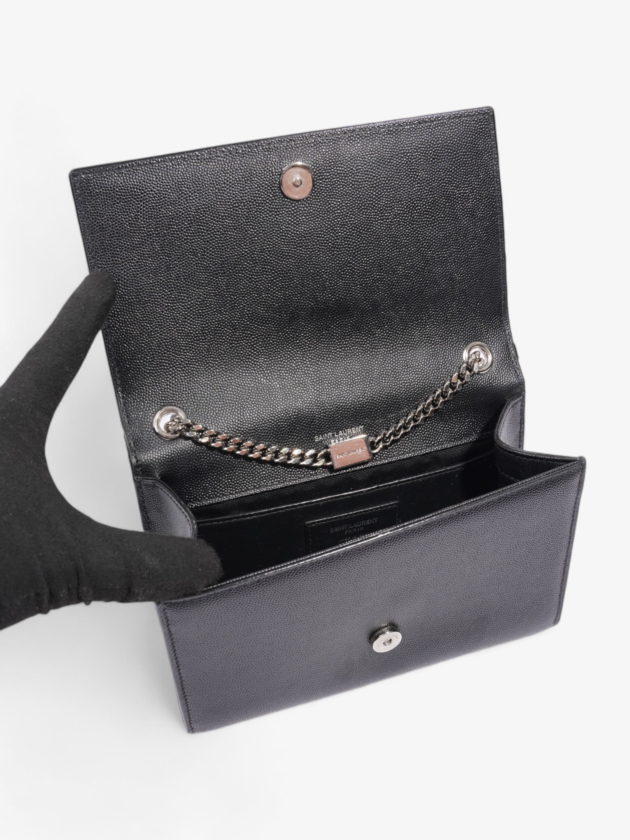 Saint Laurent Kate Black Grained Leather Small
