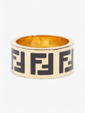 Fendi FF Ring Gold / Black Base Metal Medium (Circumference - 55mm)