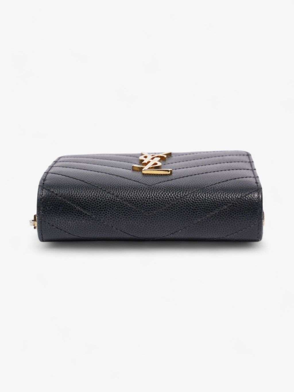Saint Laurent Zip Around Wallet Black / Gold Calfskin Leather