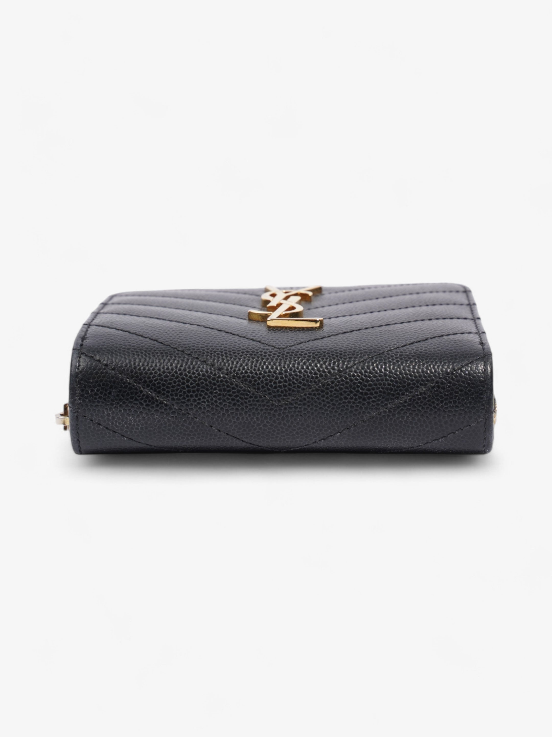 Saint Laurent Zip Around Wallet Black / Gold Calfskin Leather