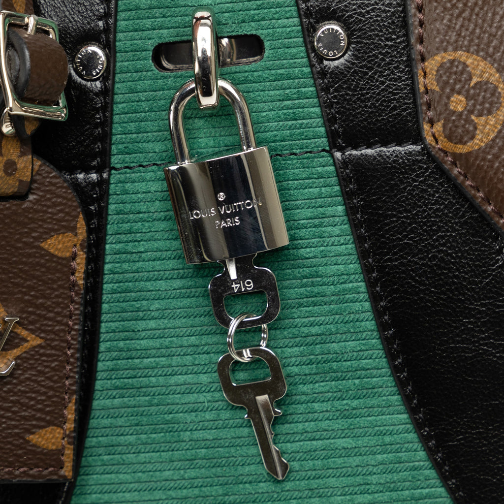 Green Louis Vuitton Monogram Leopard Print Calfskin Corduroy City Steamer PM Satchel