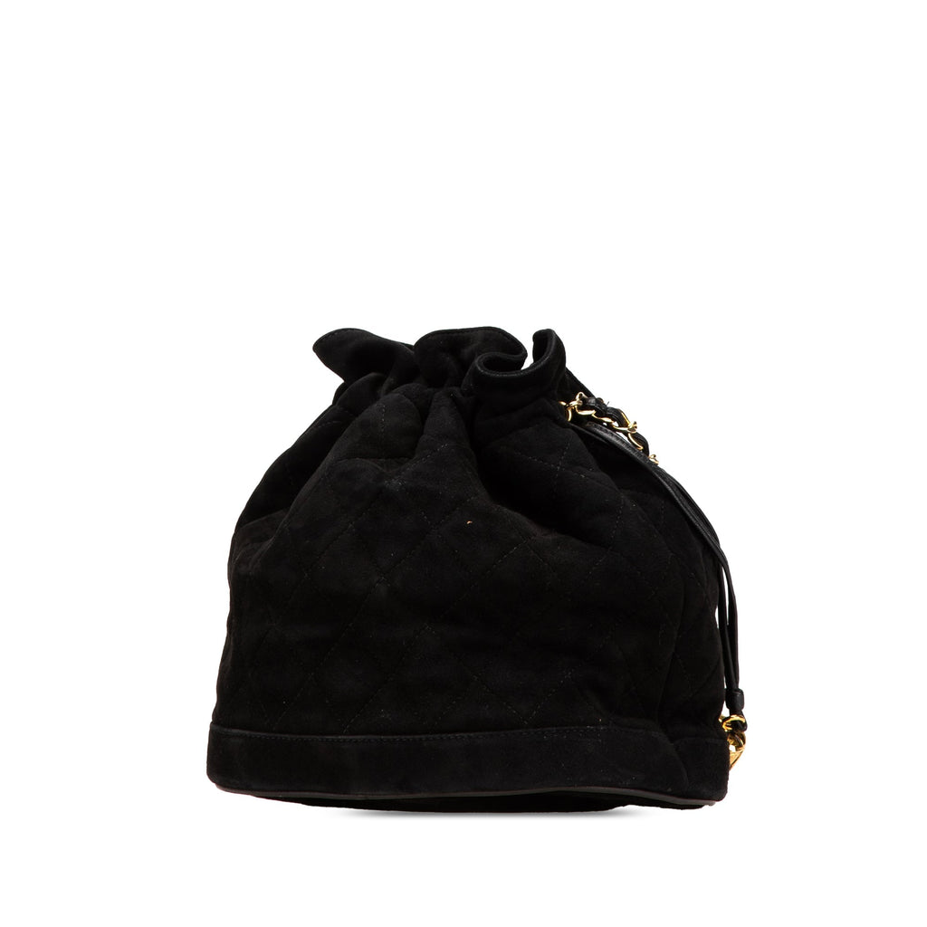 Chanel Suede Drawstring Tassel Bucket Bag