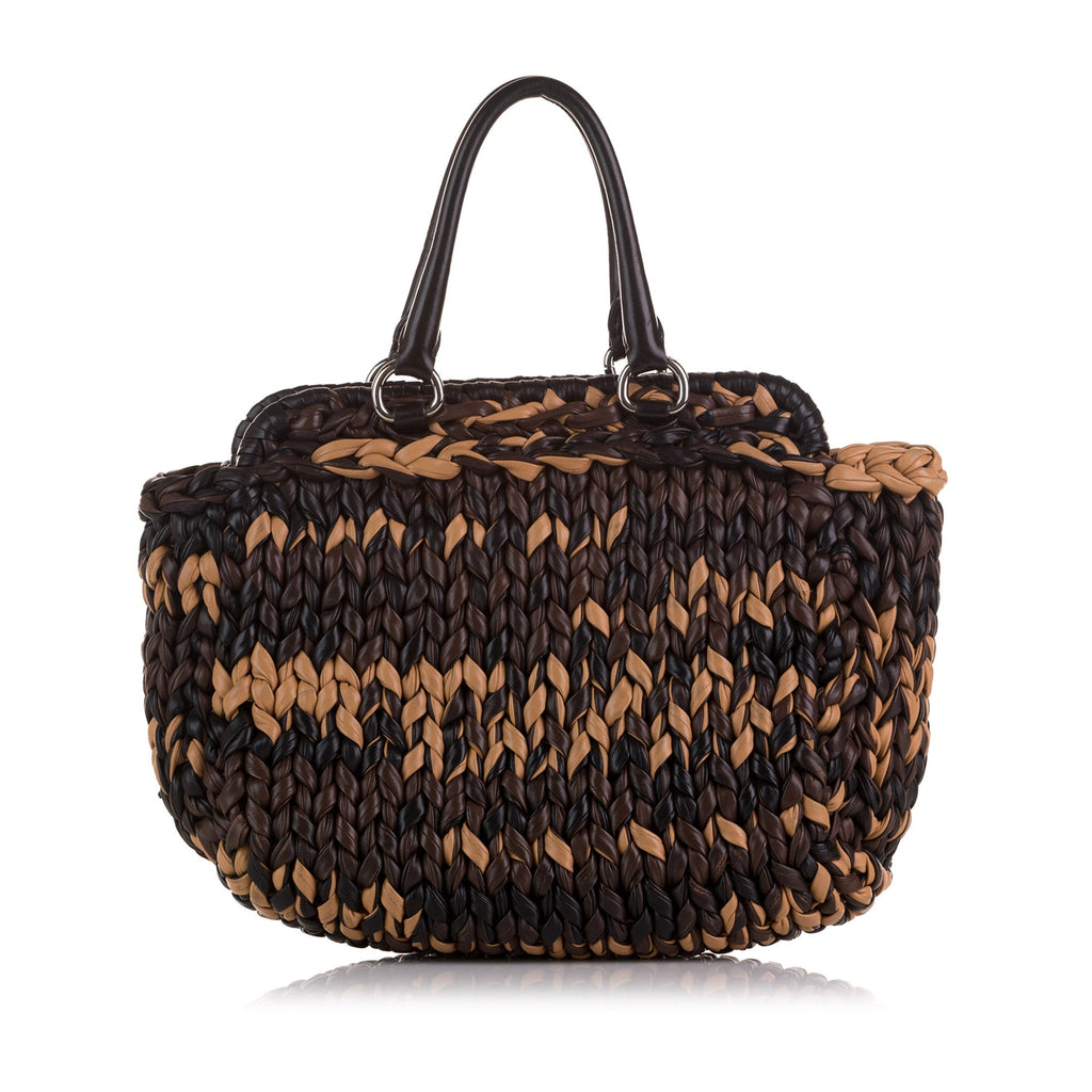Brown Prada Knit Nappa Tote Bag