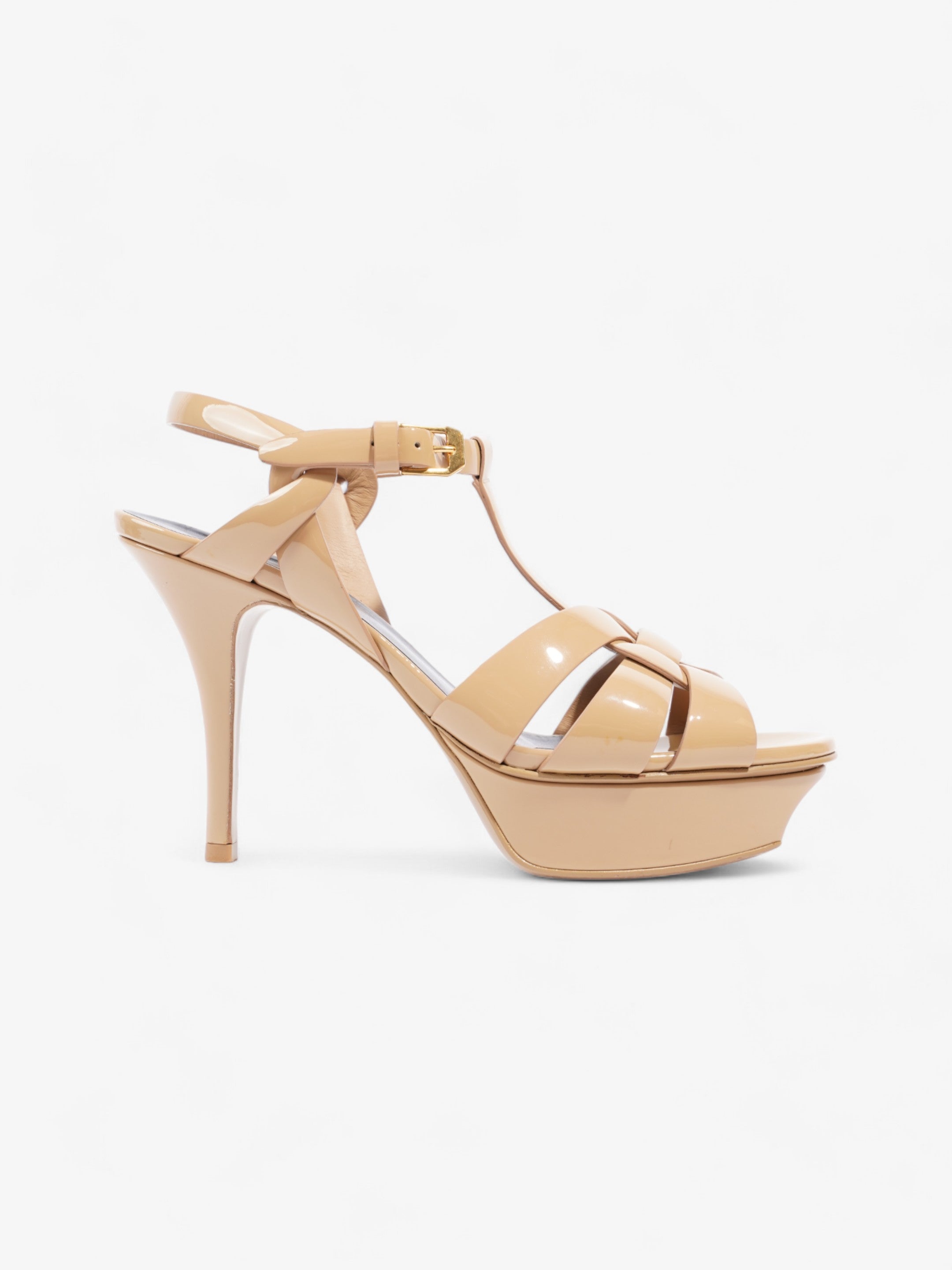 Saint Laurent Tribute 105cm Beige Patent Leather EU 36 UK 3