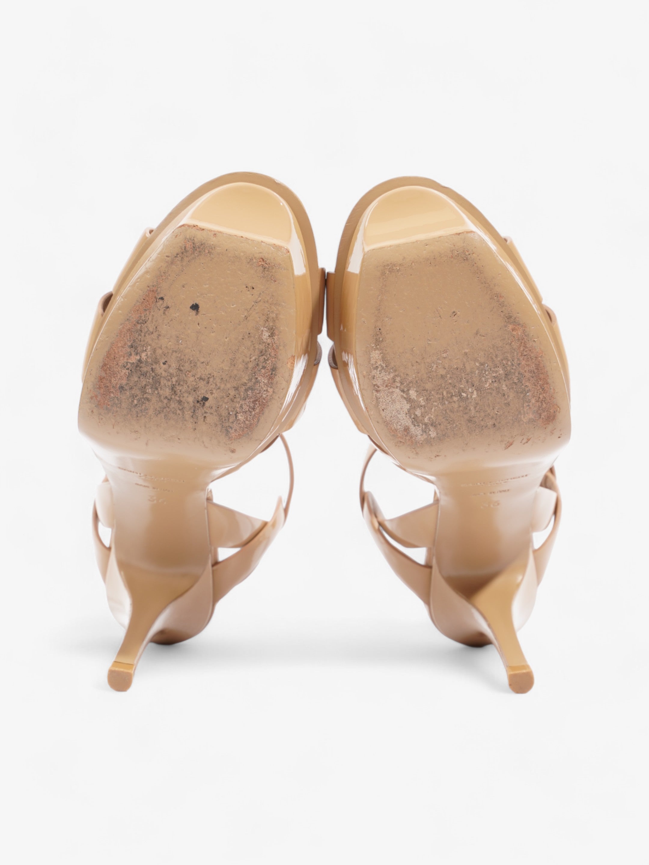 Saint Laurent Tribute 105cm Beige Patent Leather EU 36 UK 3