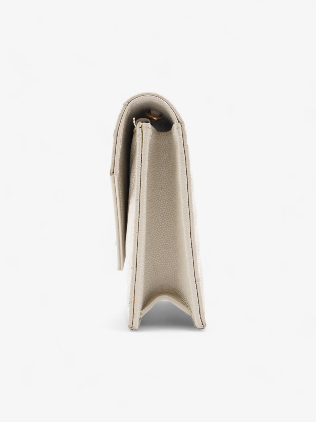 Saint Laurent Cassandra Envelope Chain Wallet Cream Grained Leather