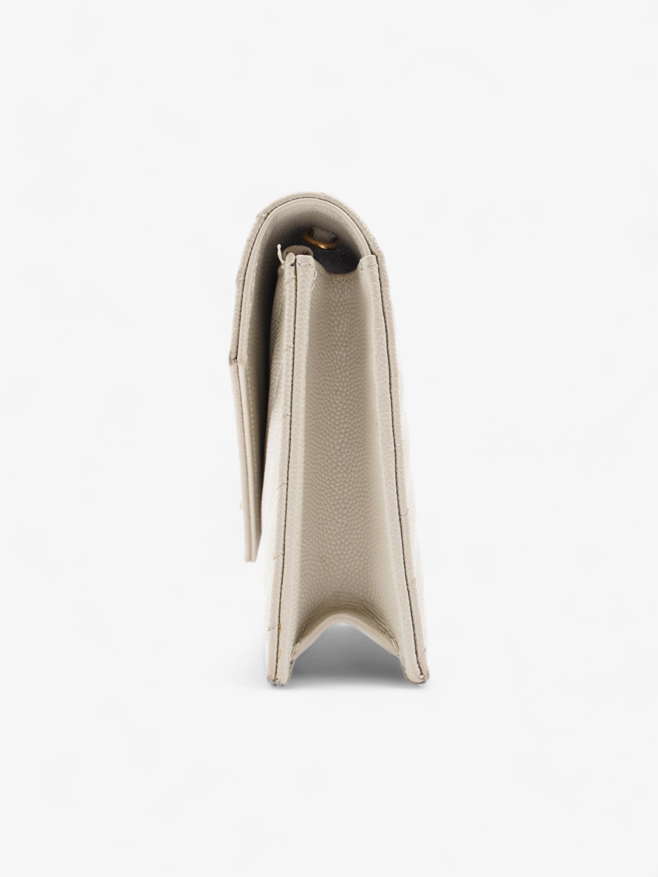 Saint Laurent Cassandra Envelope Chain Wallet Cream Grained Leather