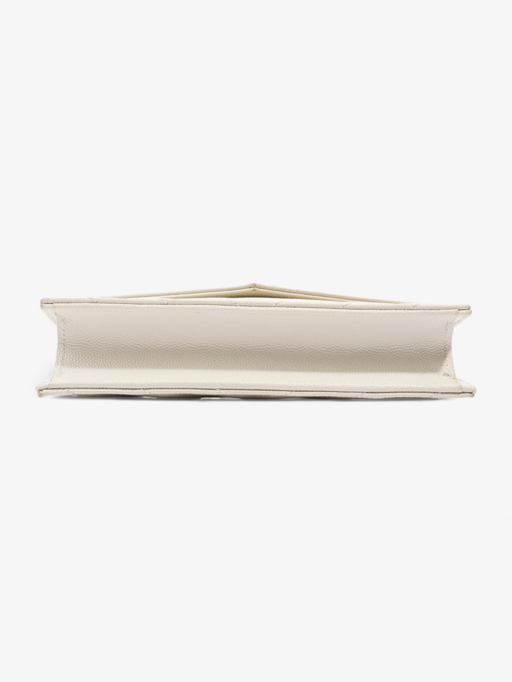 Saint Laurent Cassandra Envelope Chain Wallet Cream Grained Leather
