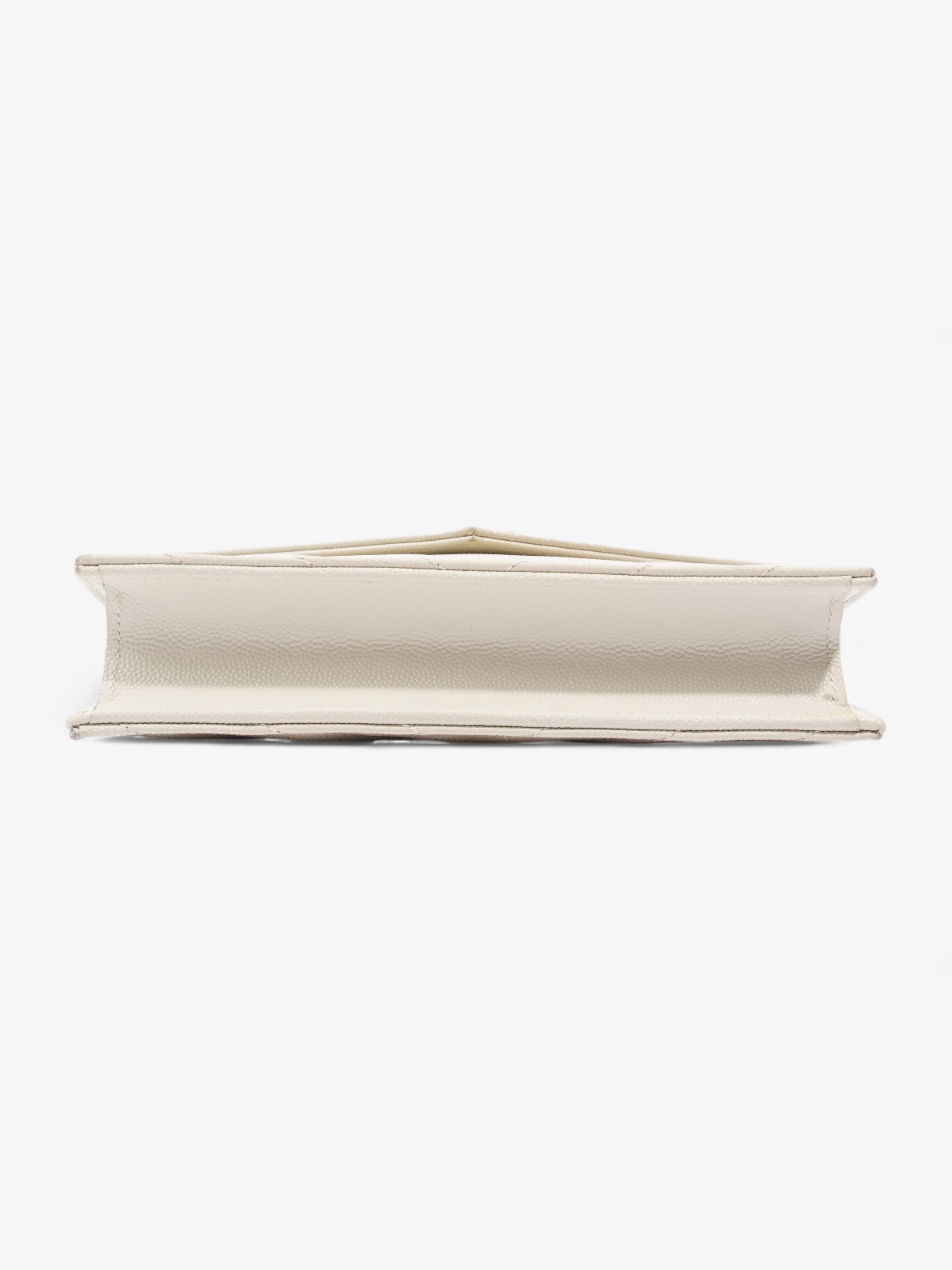 Saint Laurent Cassandra Envelope Chain Wallet Cream Grained Leather