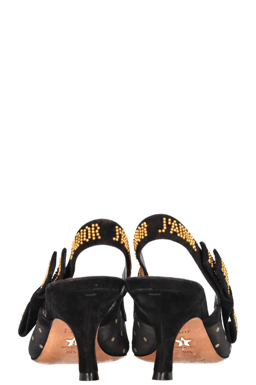 CHRISTIAN DIOR J'Adior Slingback Heels Gold Dots Black