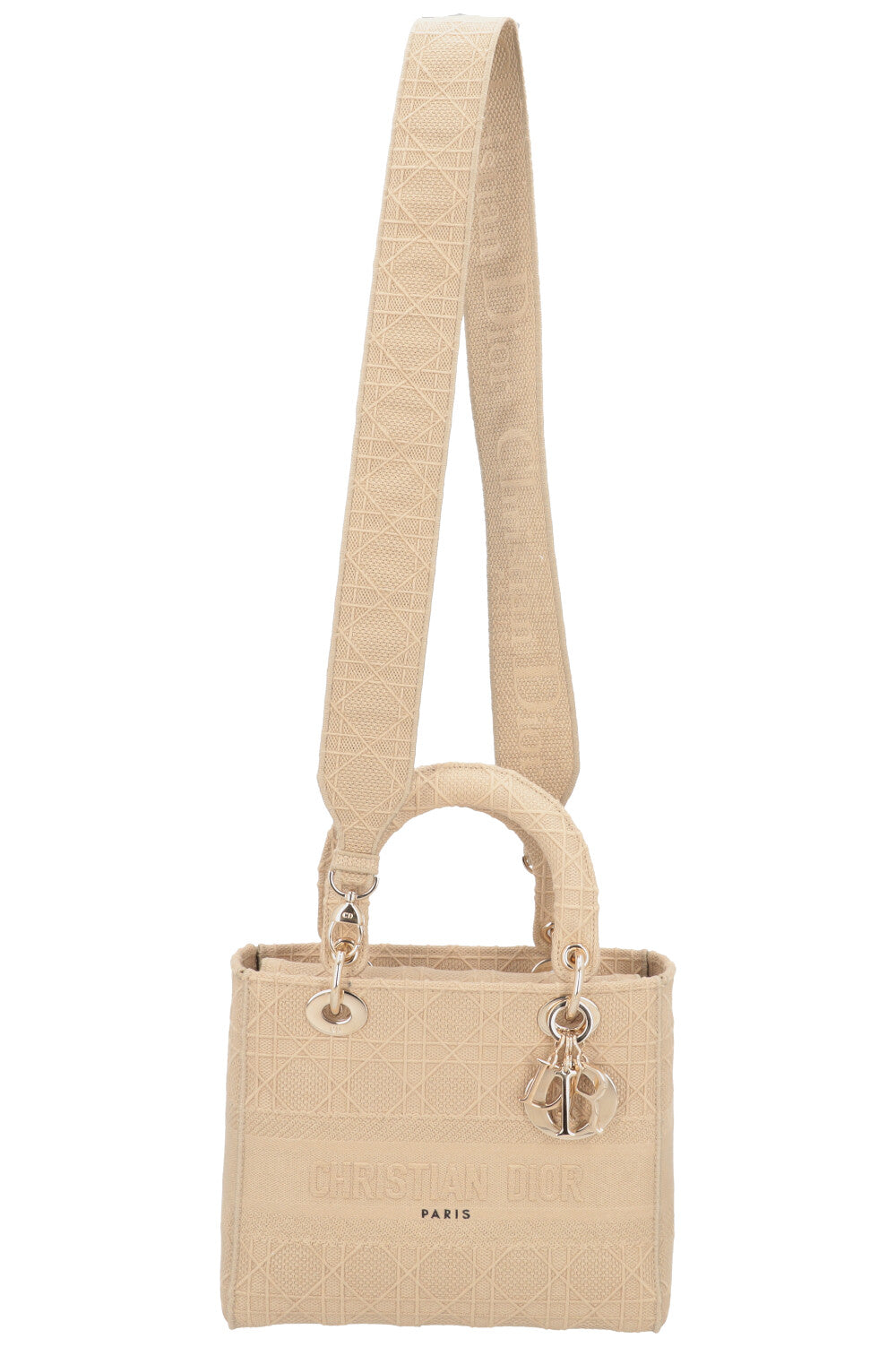 CHRISTIAN DIOR Lady Dior D-Lite Cannage Canvas Sand