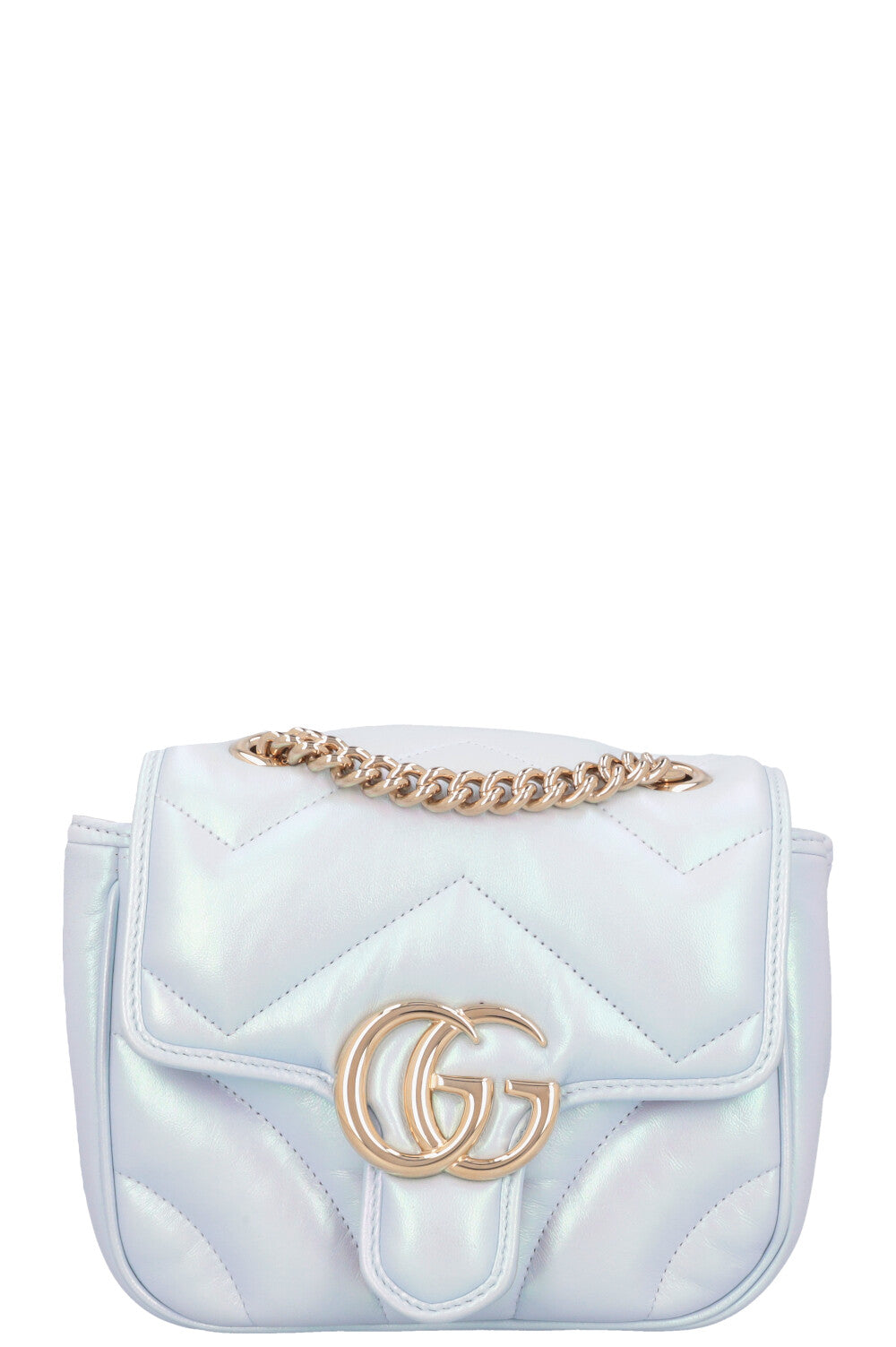 GUCCI GG Marmont Mini Shoulder Bag Blue Iridescent