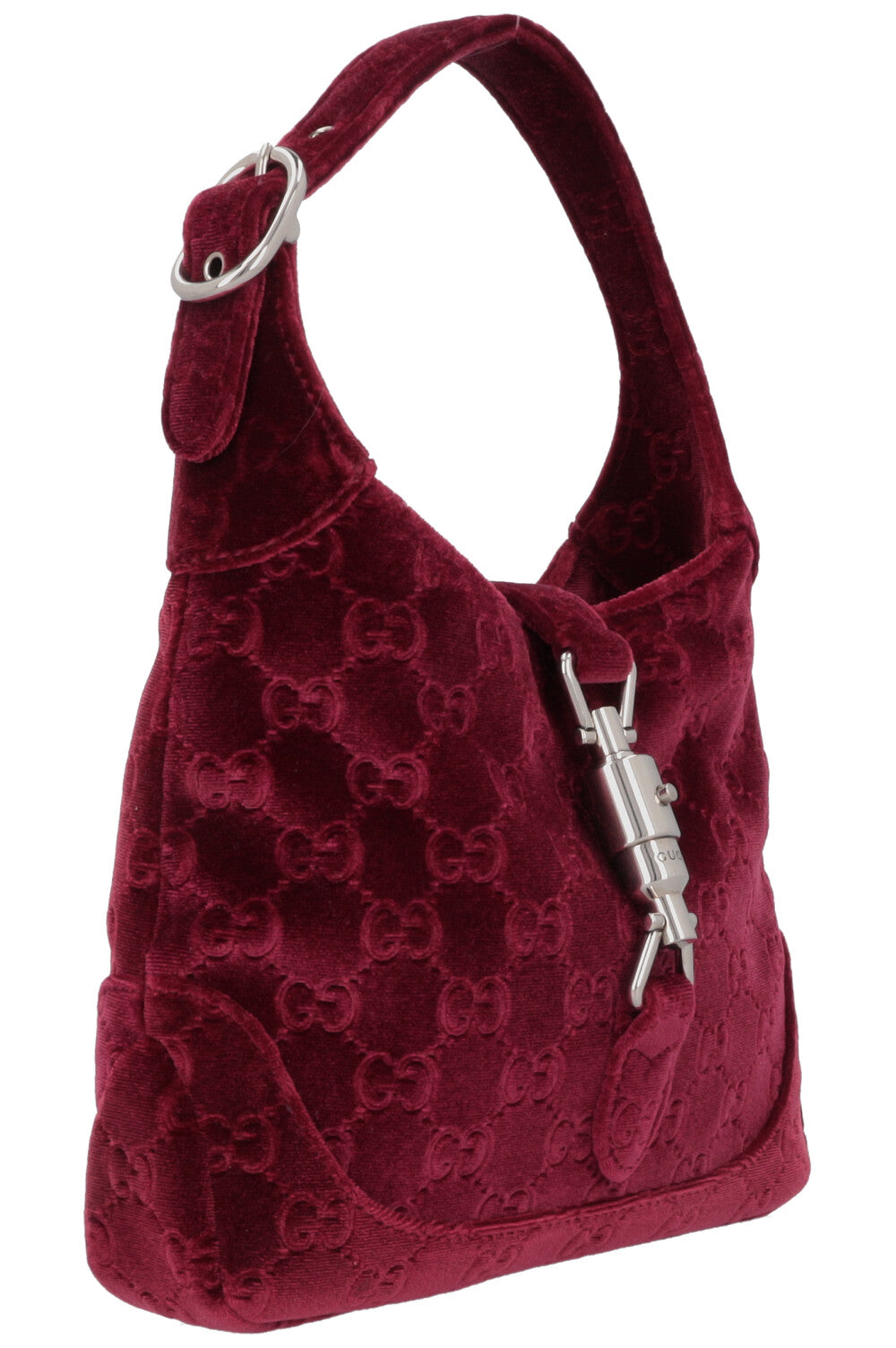 GUCCI Mini Jackie 1961 Velvet Jacquard Brugundy