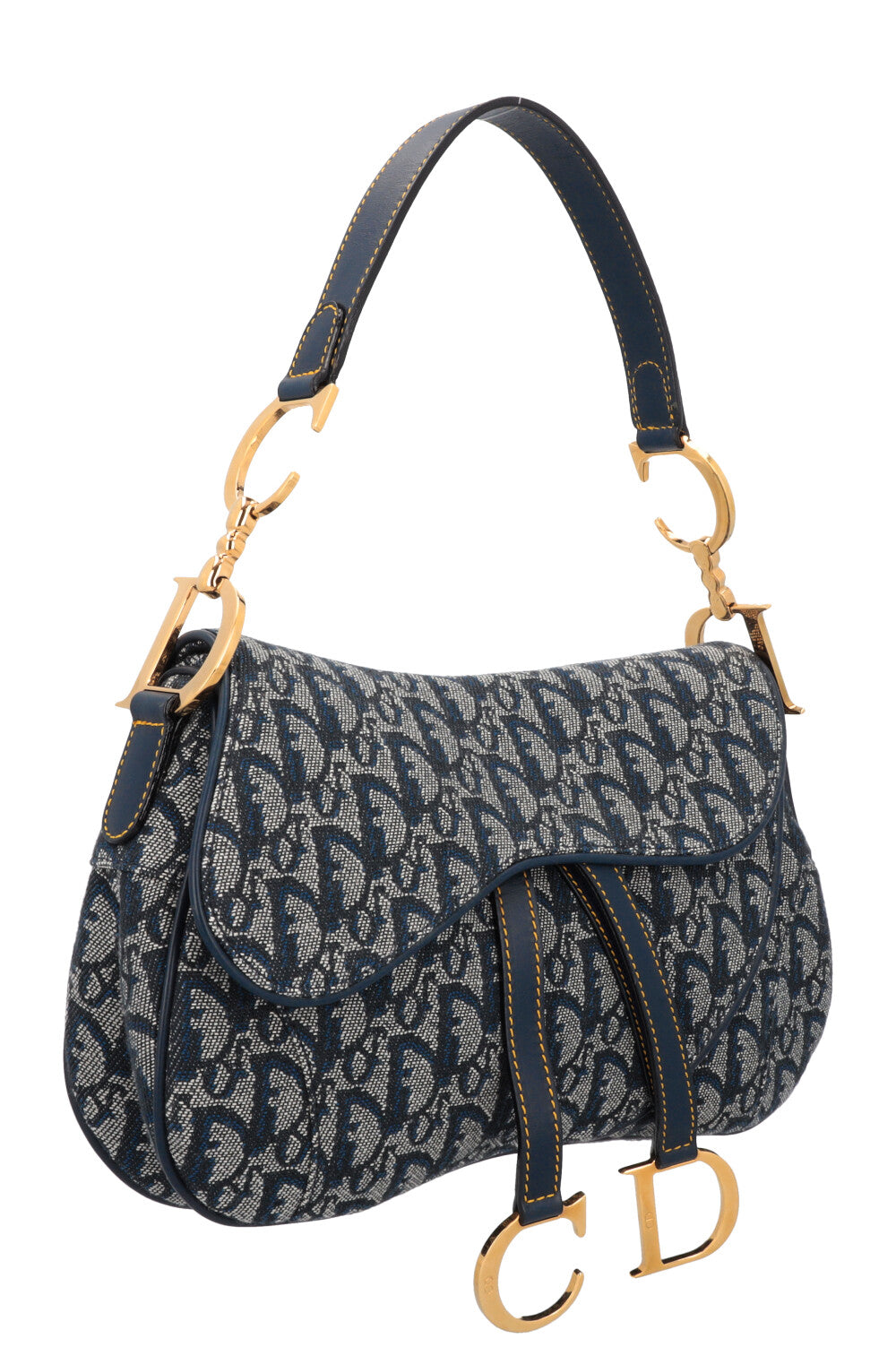 CHRISTIAN DIOR 2000 Double Saddle Bag Oblique Blue