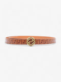 Fendi FF Embossed Belt Tan / Brown Leather 120cm / 48"