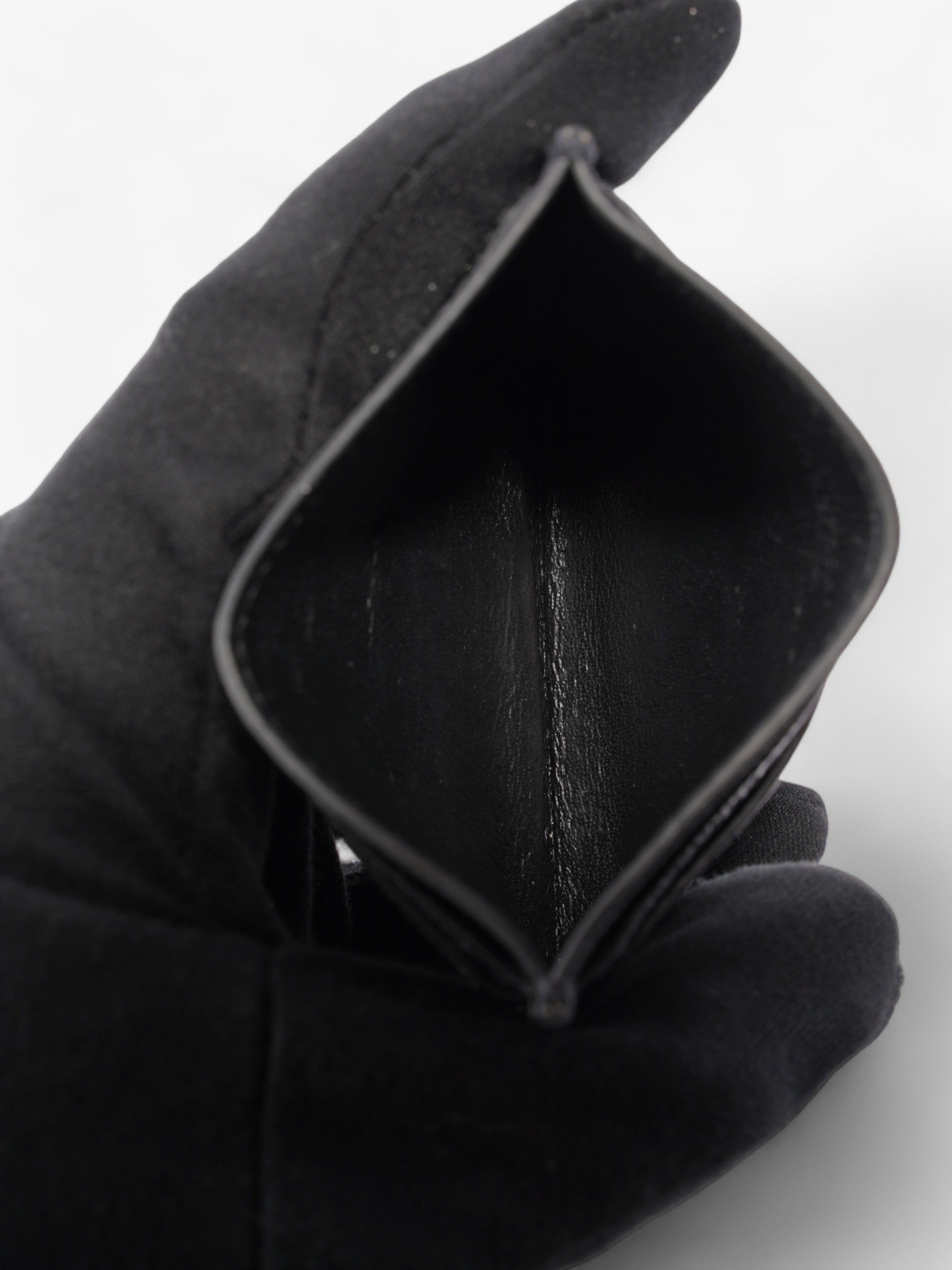 Saint Laurent Logo Card Holder Black Calfskin Leather