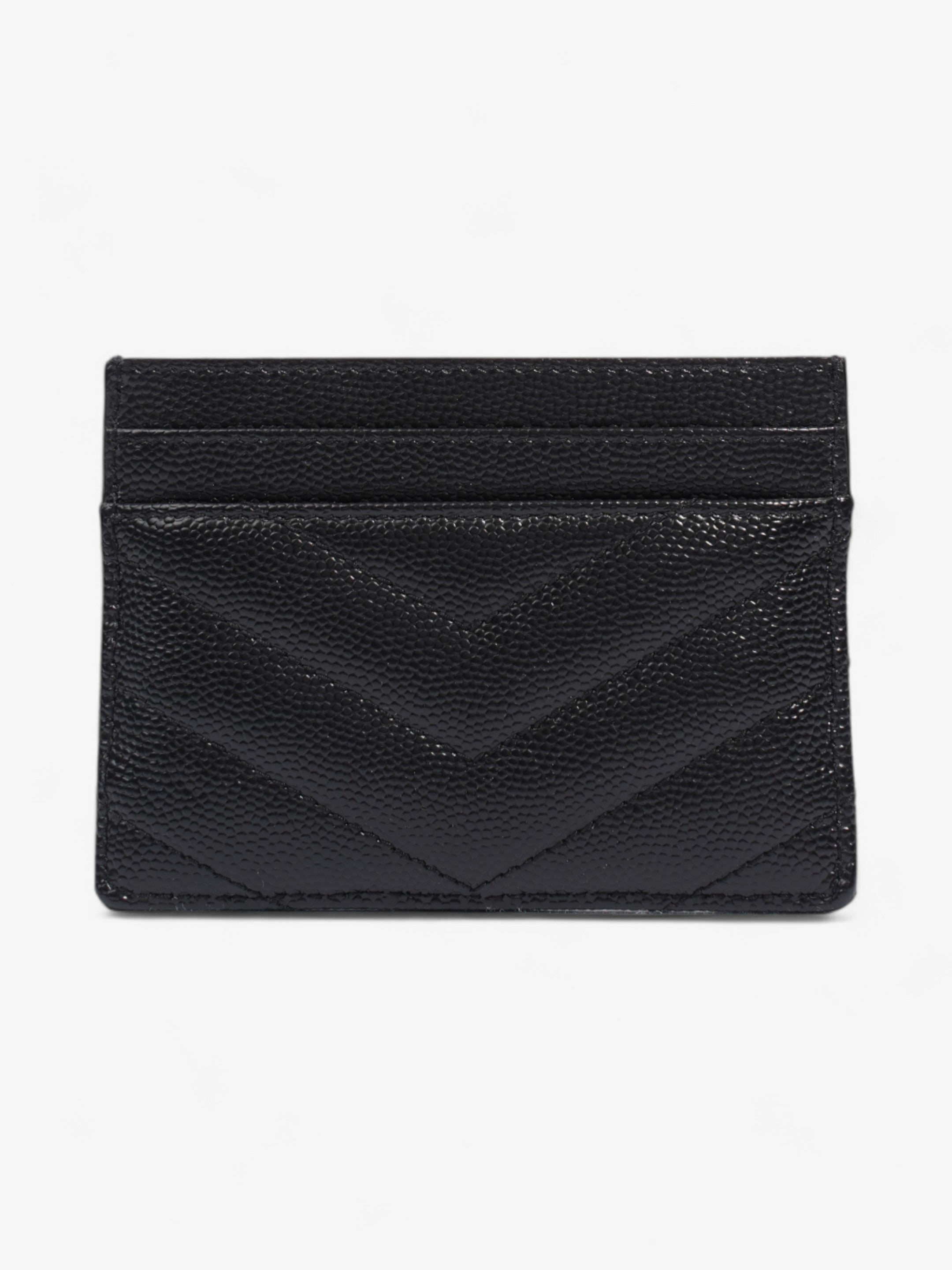 Saint Laurent Monogram Card Holder Black / Gold Grained Leather