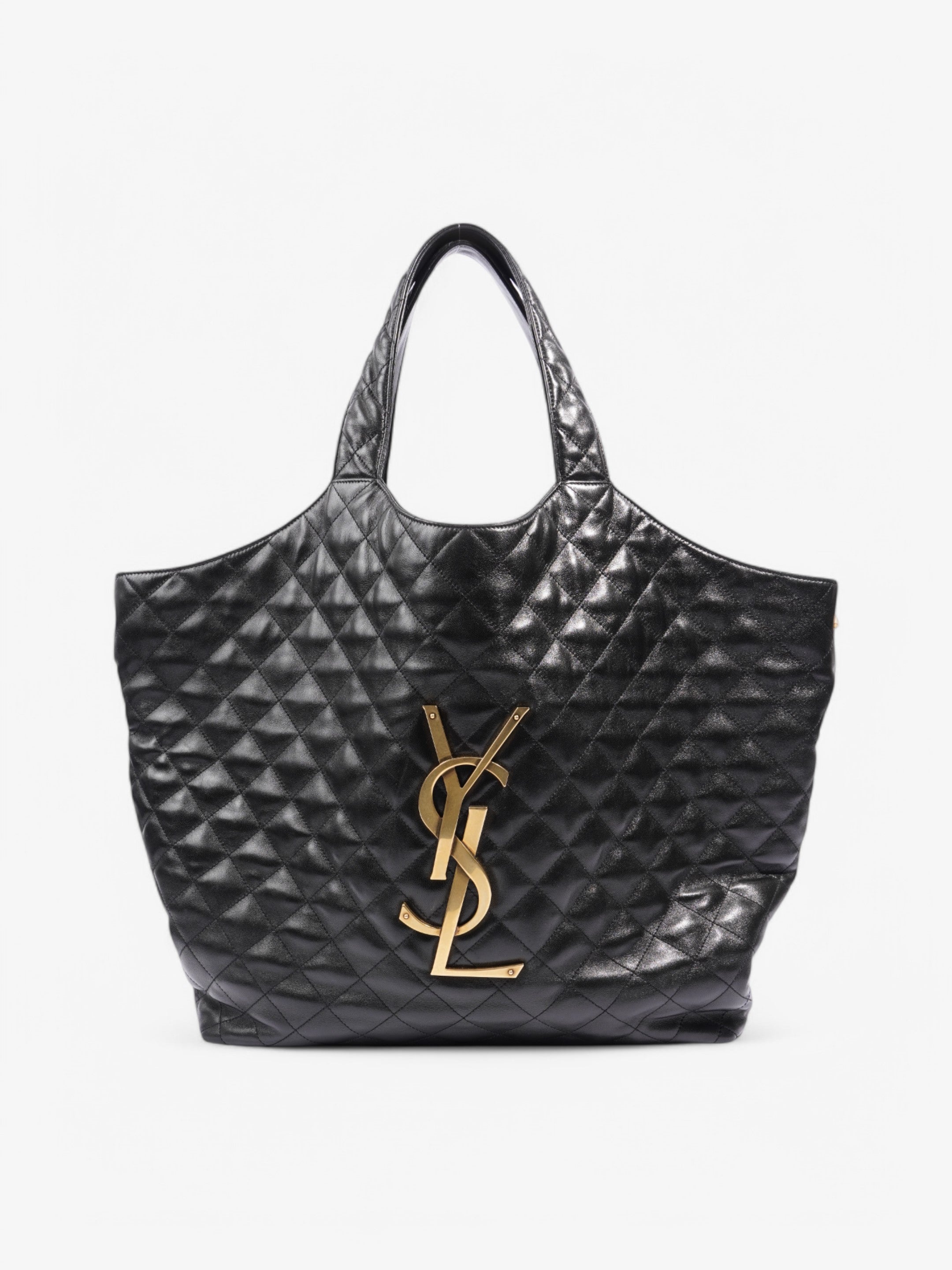 Saint Laurent Icare Shopping Bag Black Lambskin Leather Maxi
