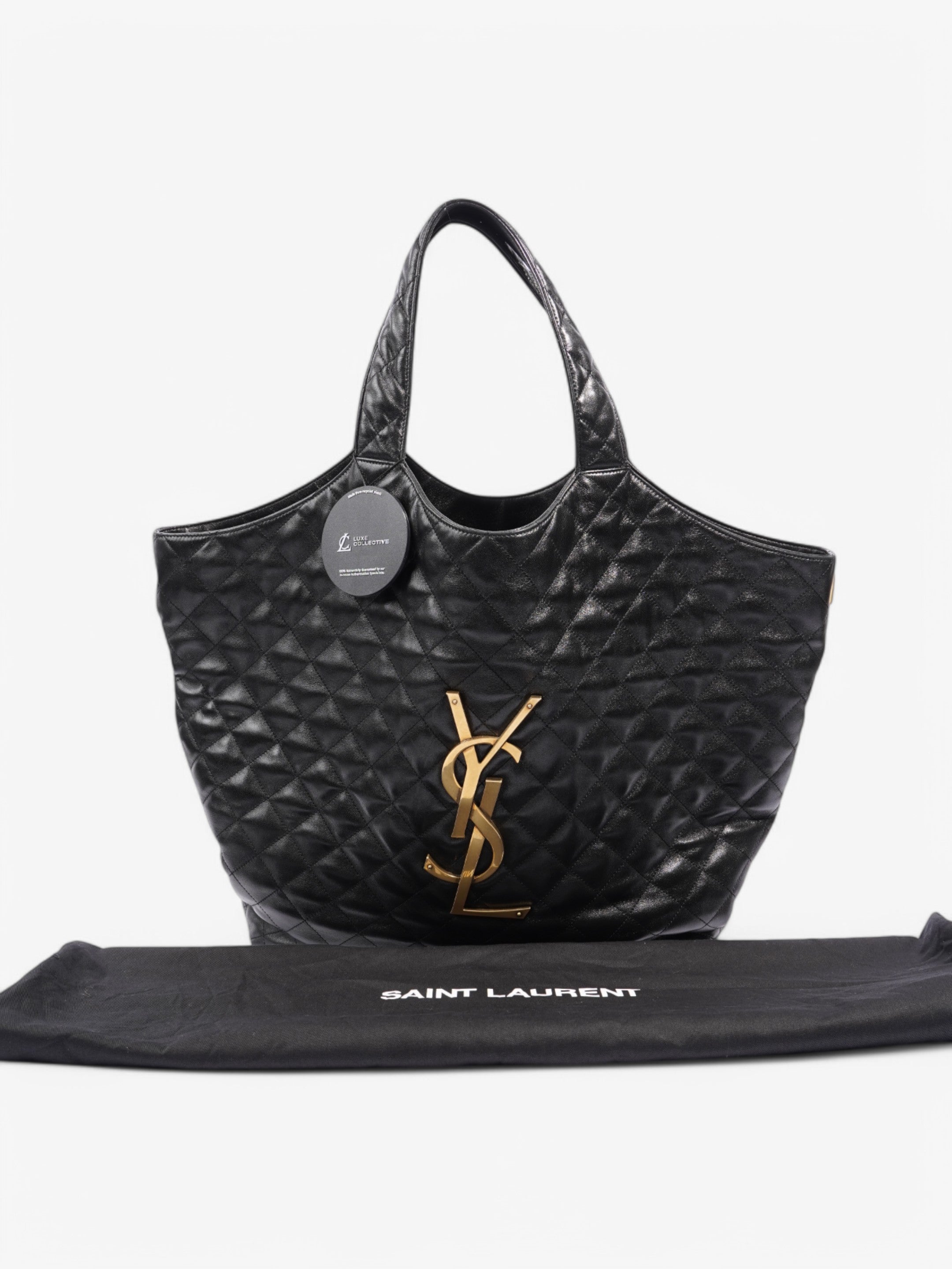 Saint Laurent Icare Shopping Bag Black Lambskin Leather Maxi