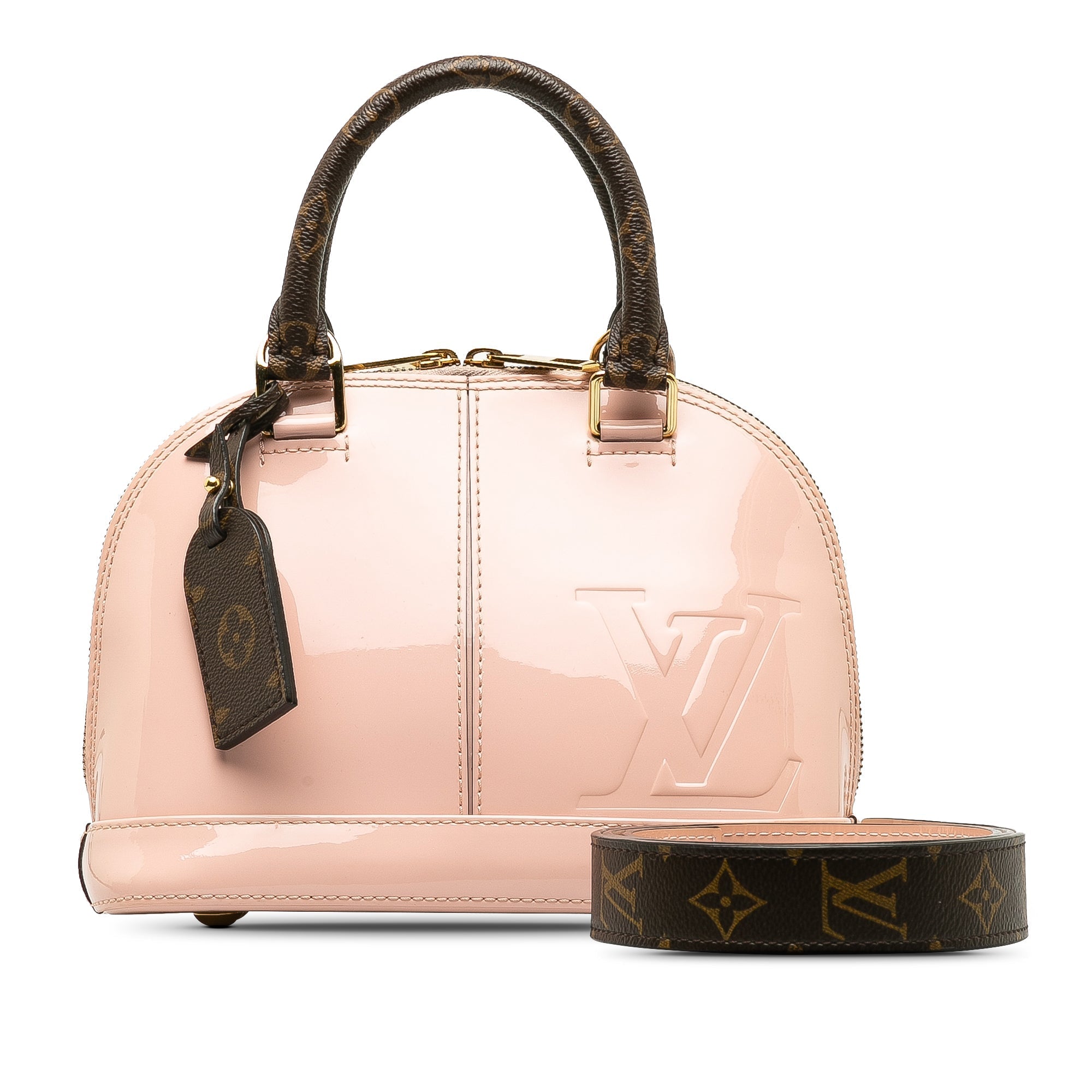 Pink Louis Vuitton Vernis Miroir Alma BB Satchel