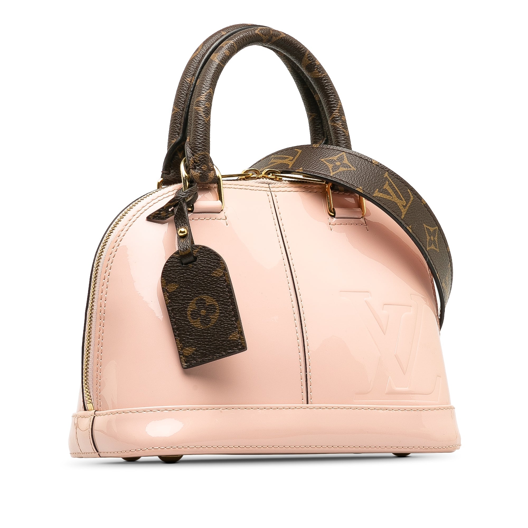 Pink Louis Vuitton Vernis Miroir Alma BB Satchel