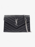 Saint Laurent Cassandre Envelope Chain Wallet Black Matelasse Leather