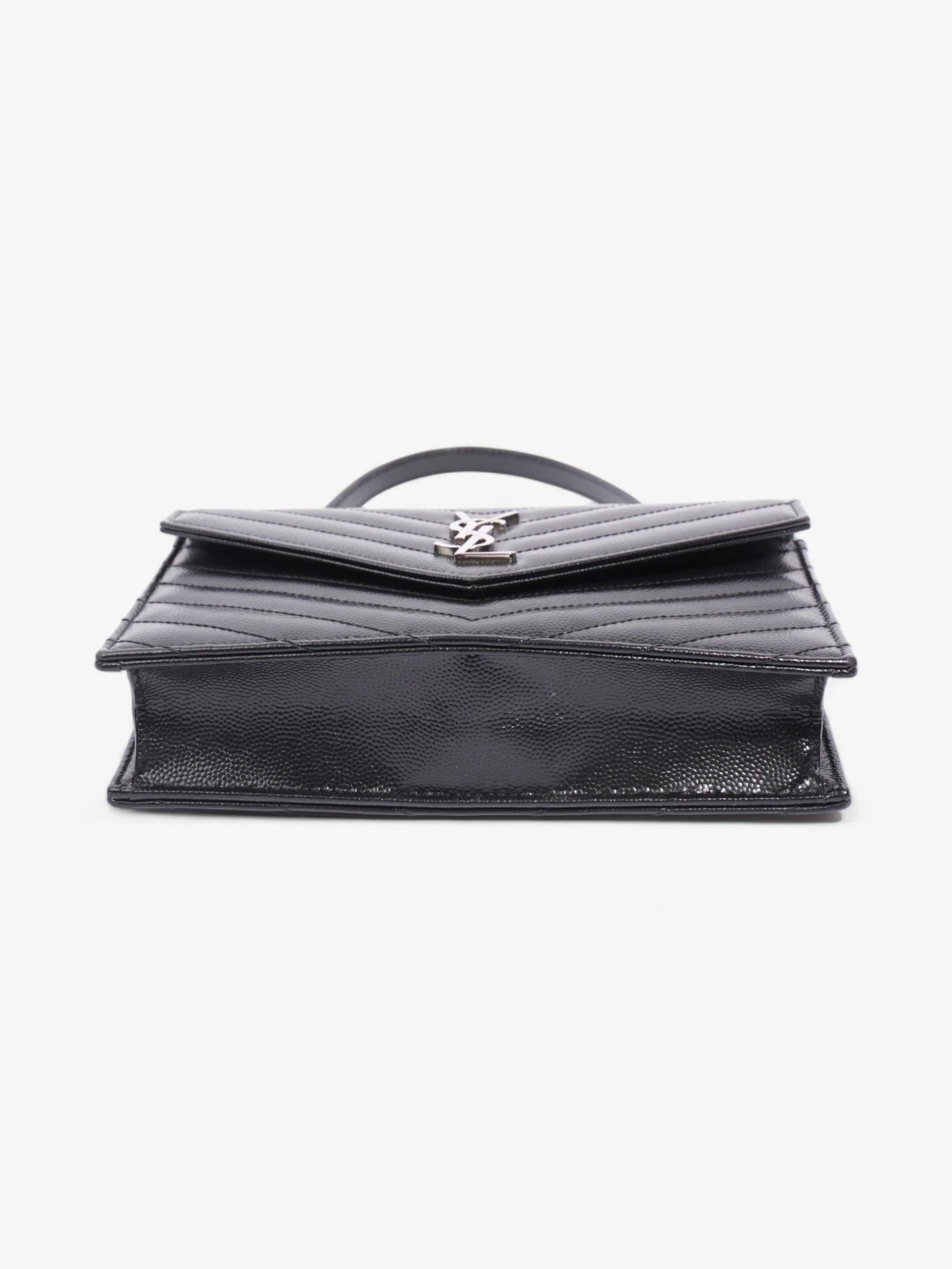 Saint Laurent Cassandre Envelope Chain Wallet Black Matelasse Leather
