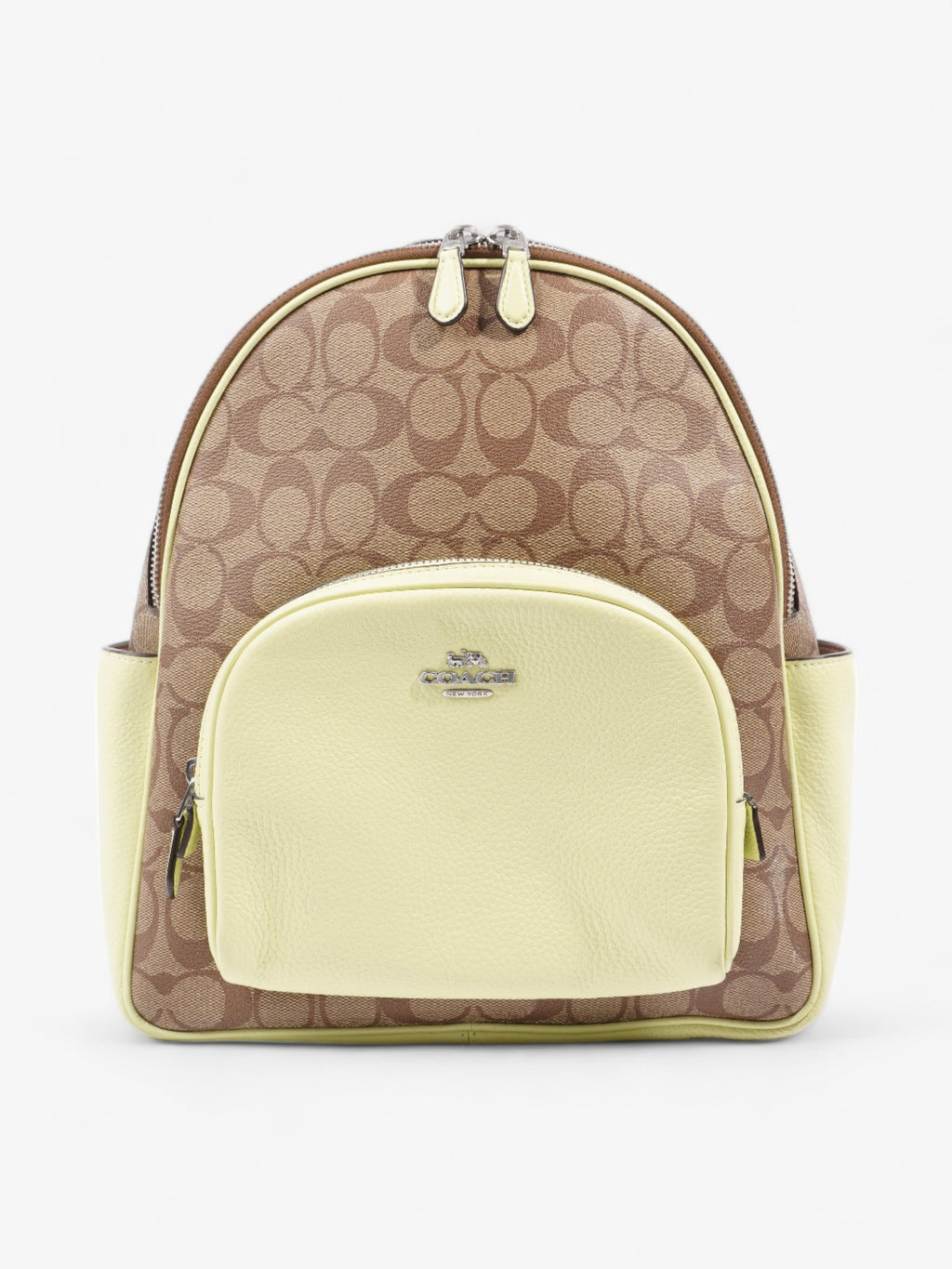 Coach Court Backpack Brown  / Lime Green Coated Canvas