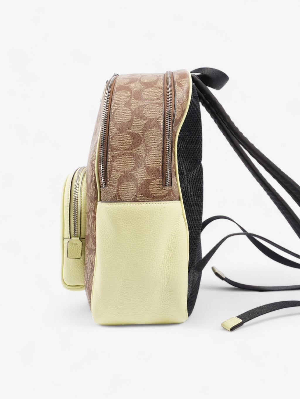 Coach Court Backpack Brown  / Lime Green Coated Canvas