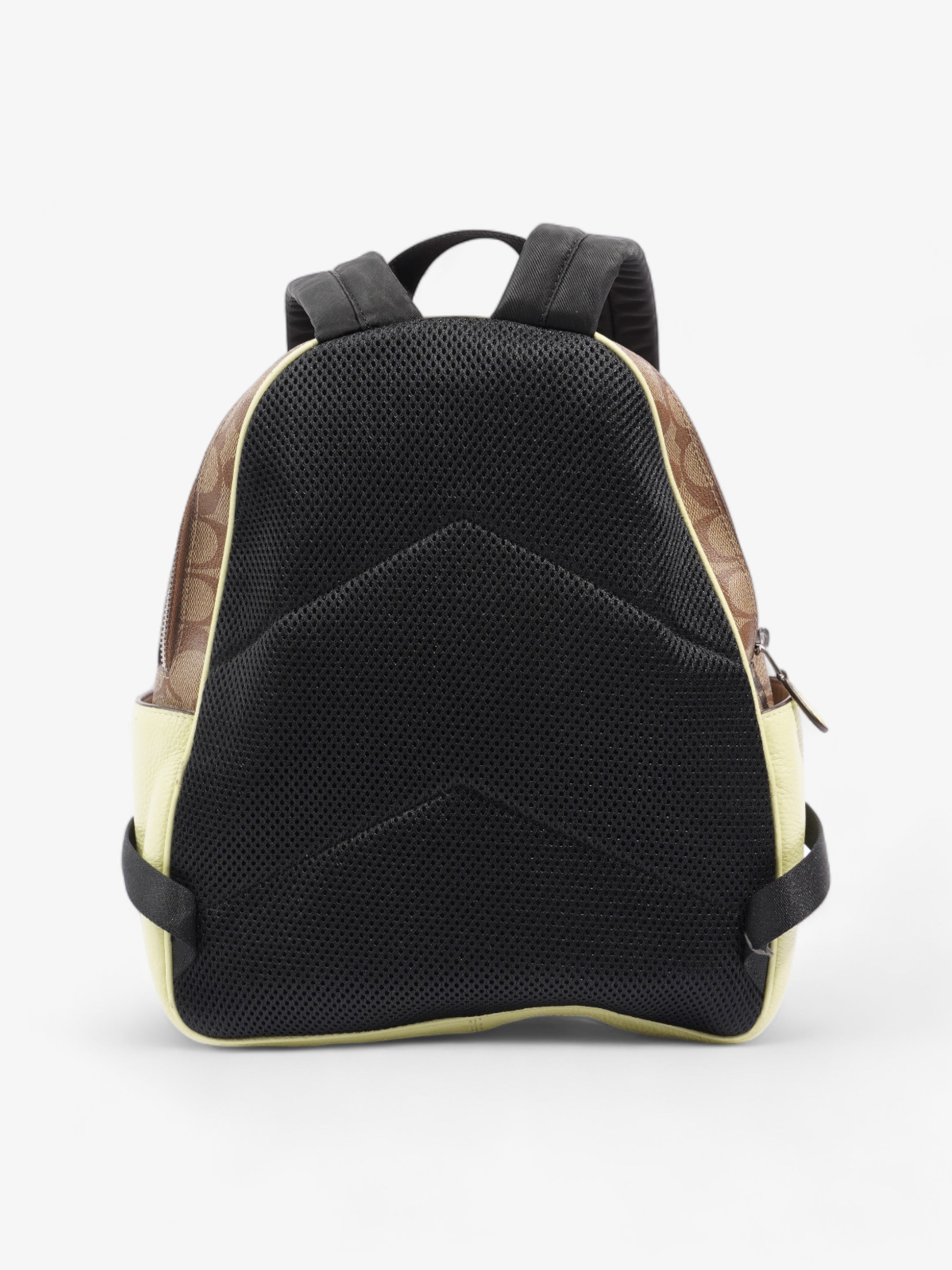 Coach Court Backpack Brown  / Lime Green Coated Canvas