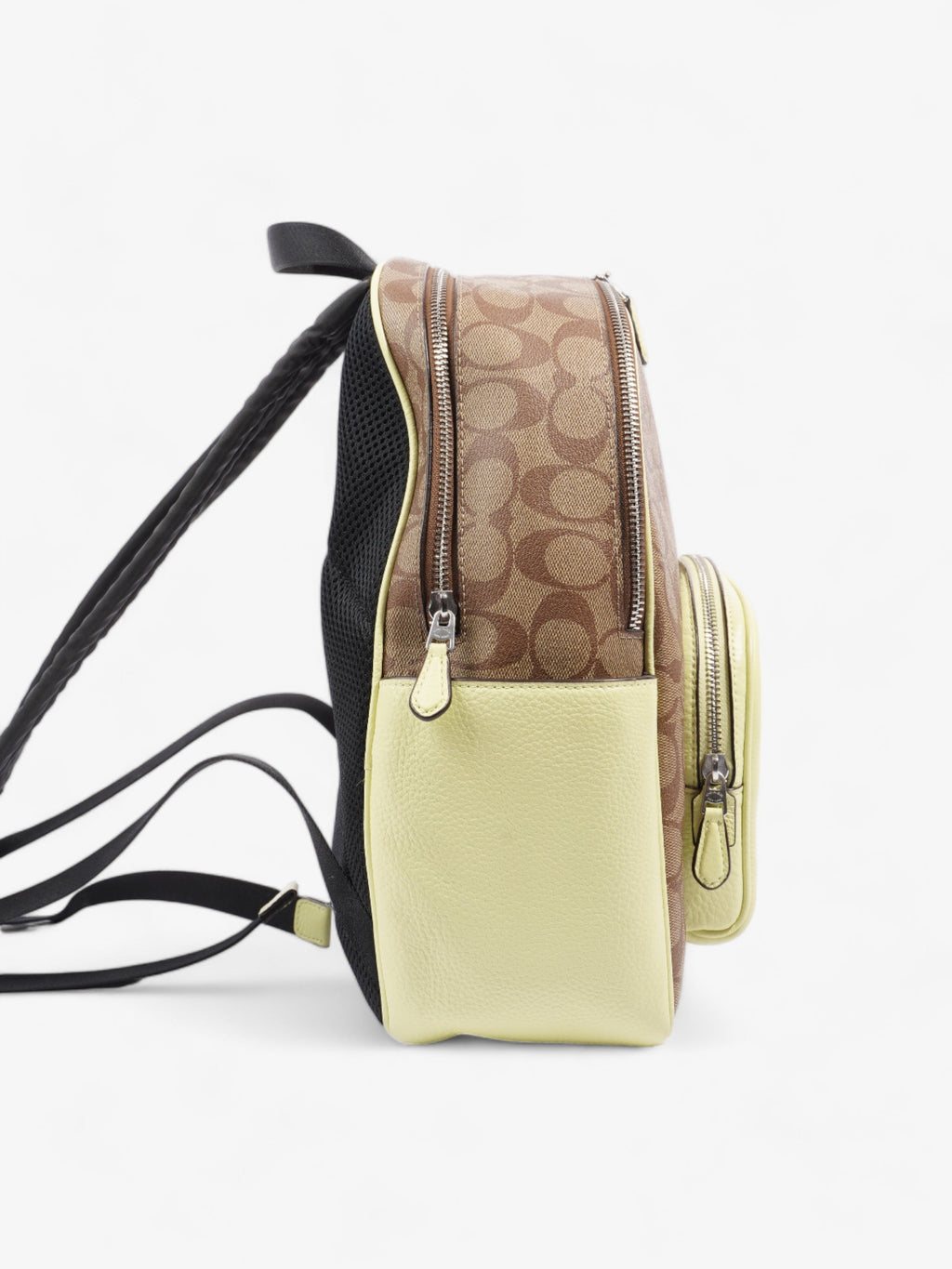 Coach Court Backpack Brown  / Lime Green Coated Canvas